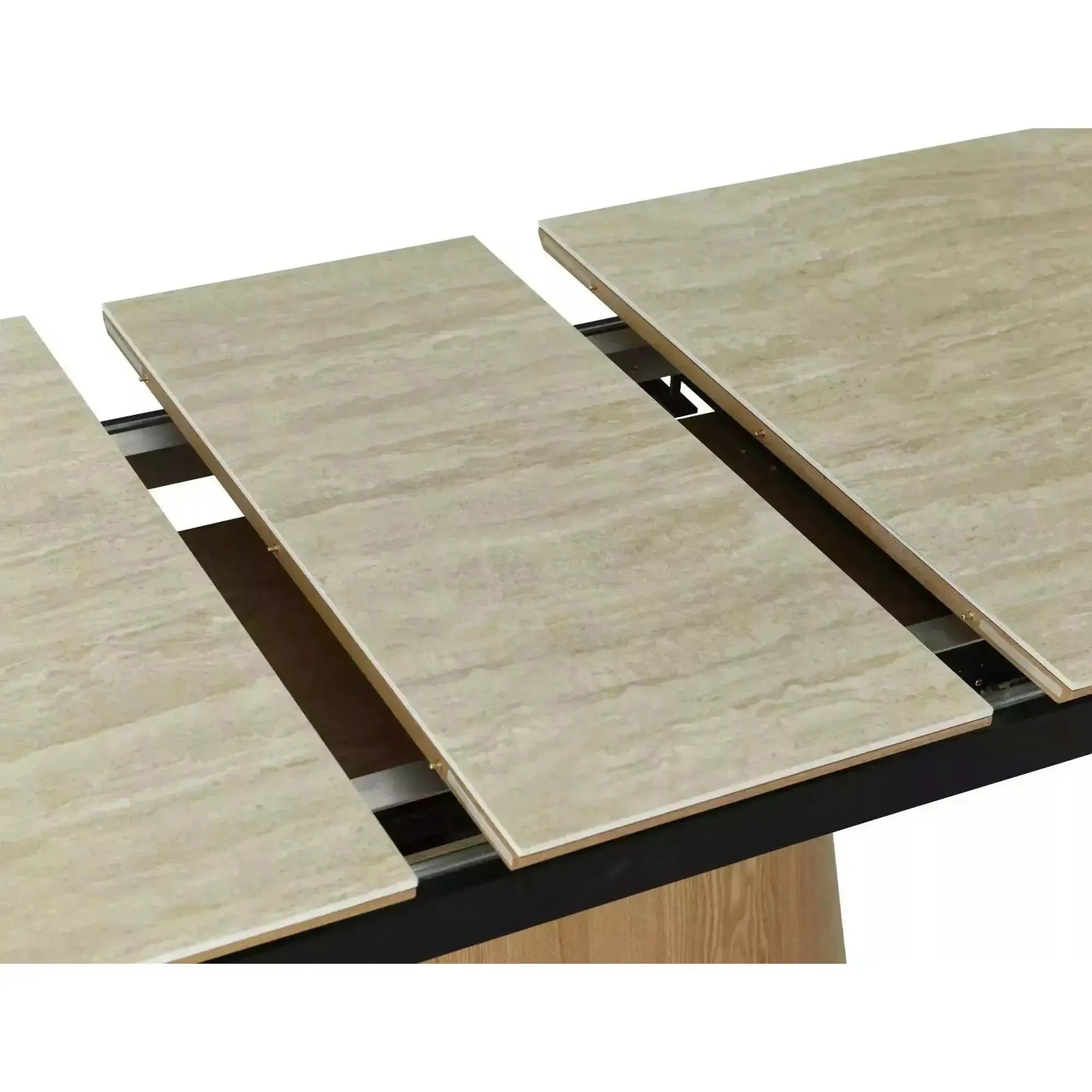Masa extensibila MONACO, piatra travertin/stejar, 160/200x90x75 cm