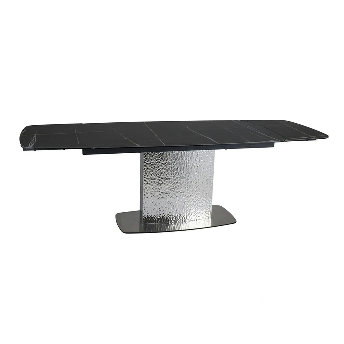 Masa extensibila MONCLER, negru/crom, sticla/ceramica/metal, 160/240x90x76 cm