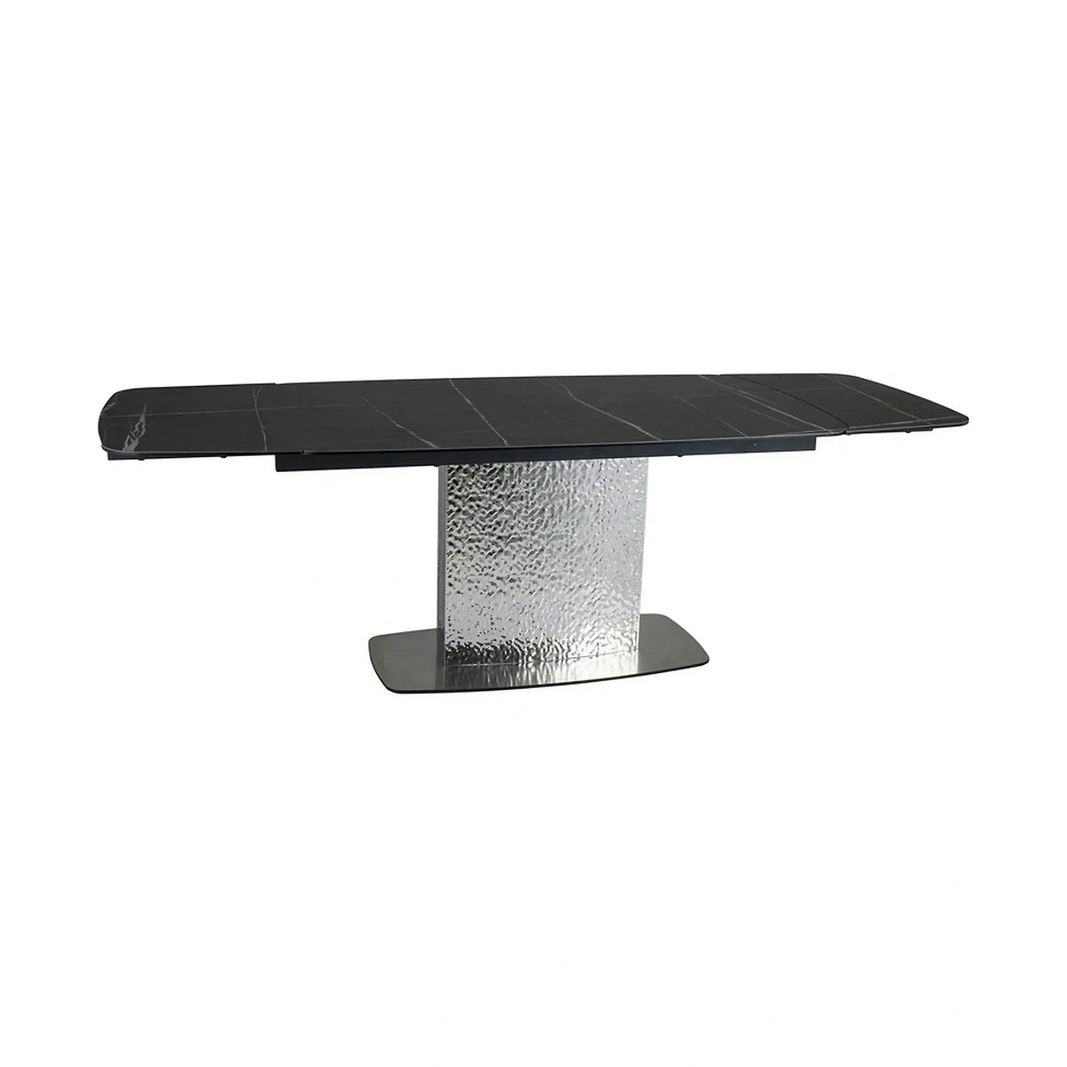 Masa extensibila MONCLER, negru/crom, sticla/ceramica/metal, 160/240x90x76 cm