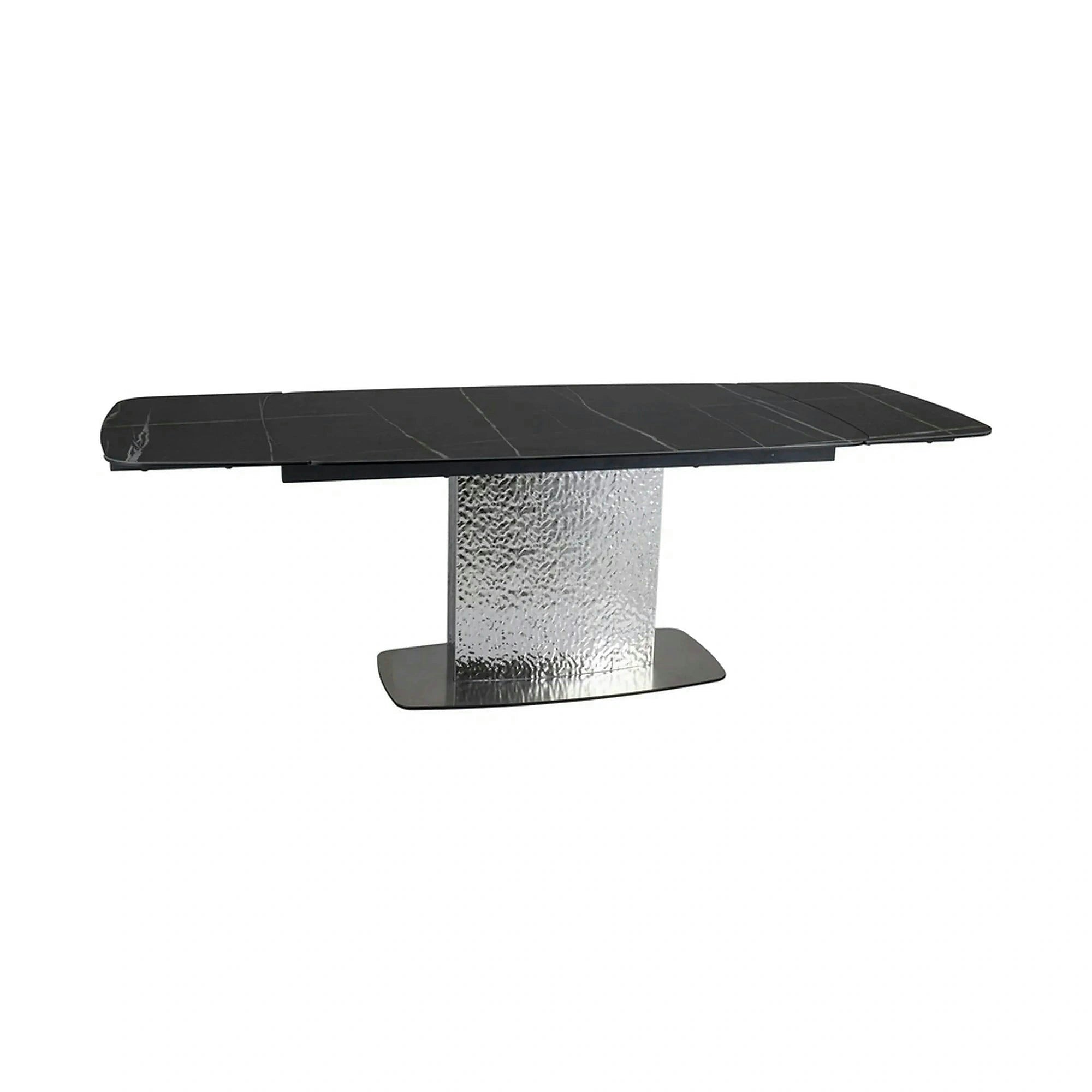 Masa extensibila MONCLER, negru/crom, sticla/ceramica/metal, 160/240x90x76 cm
