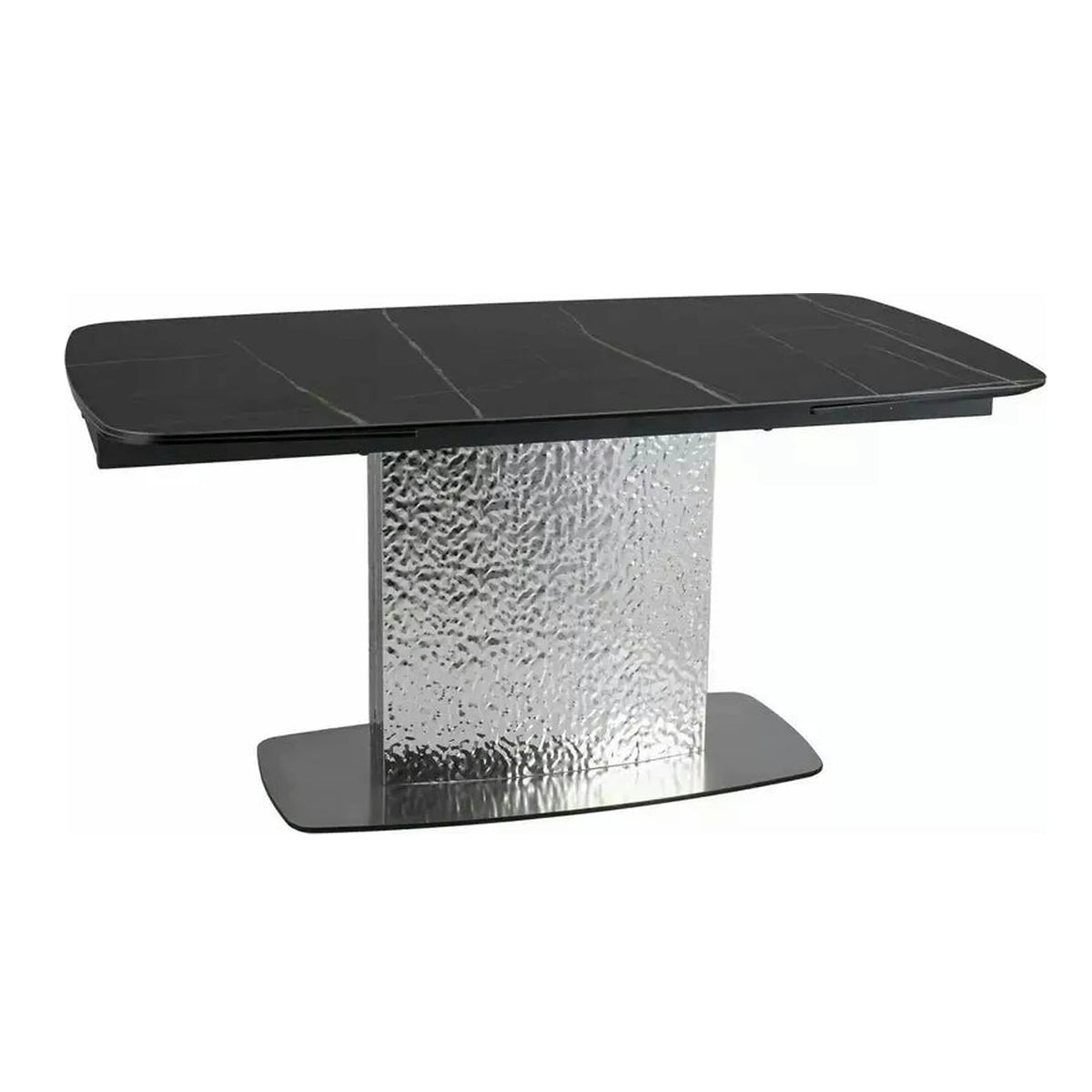 Masa extensibila MONCLER, negru/crom, sticla/ceramica/metal, 160/240x90x76 cm