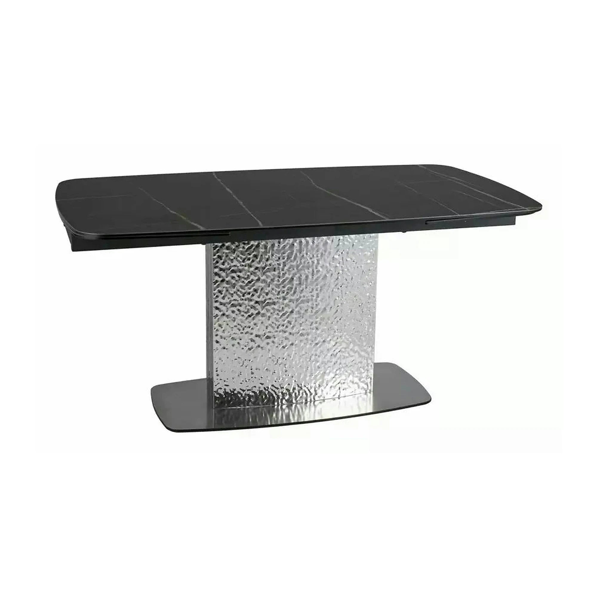Masa extensibila MONCLER, negru/crom, sticla/ceramica/metal, 160/240x90x76 cm