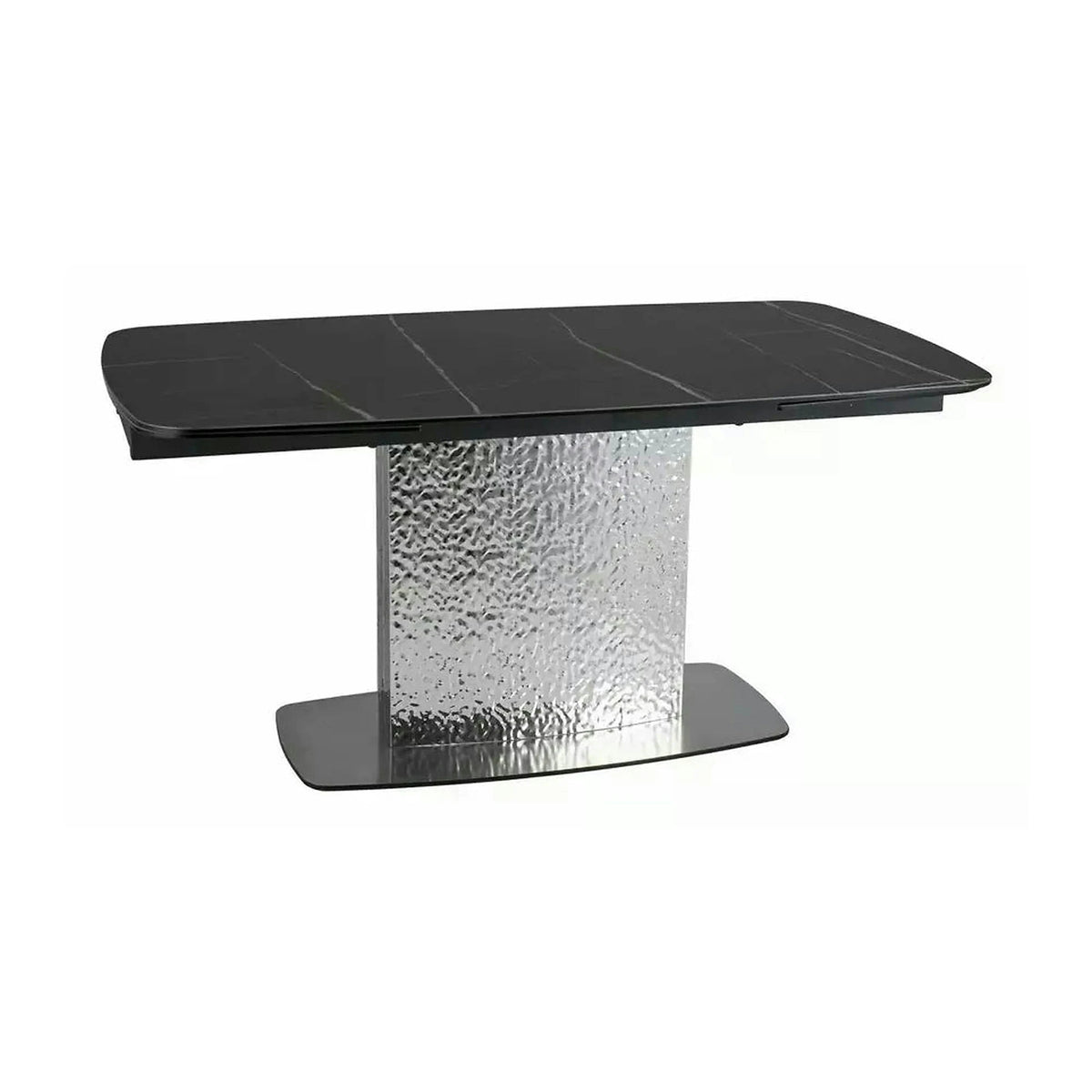 Masa extensibila MONCLER, negru/crom, sticla/ceramica/metal, 160/240x90x76 cm
