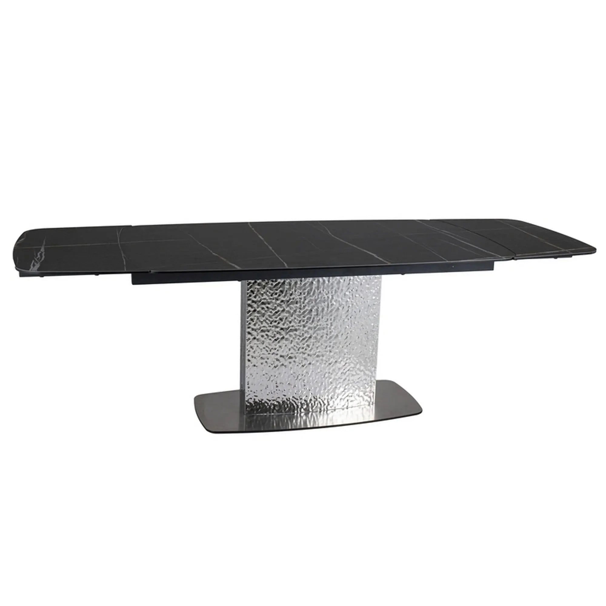 Masa extensibila MONCLER, negru/crom, sticla/ceramica/metal, 160/240x90x76 cm