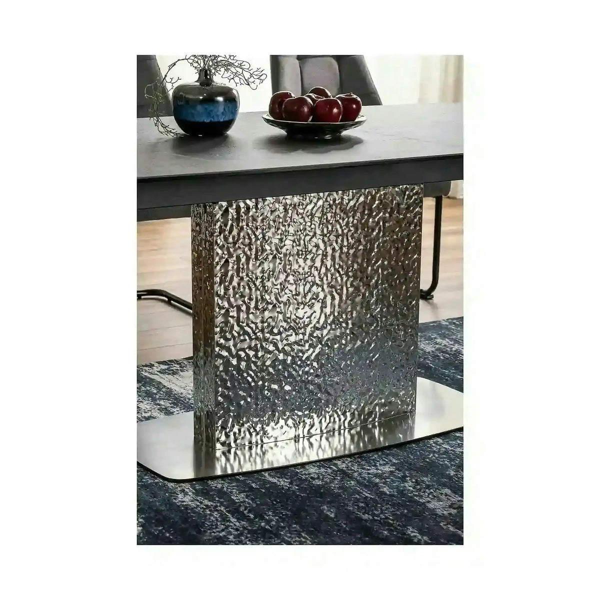 Masa extensibila MONCLER, verde/crom, sticla/ceramica/metal, 160/240x90x76 cm