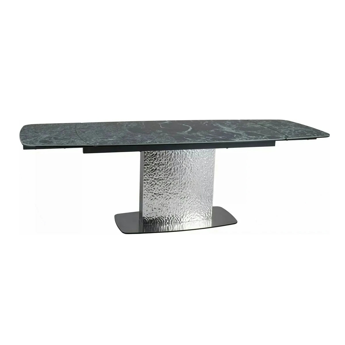 Masa extensibila MONCLER, verde/crom, sticla/ceramica/metal, 160/240x90x76 cm