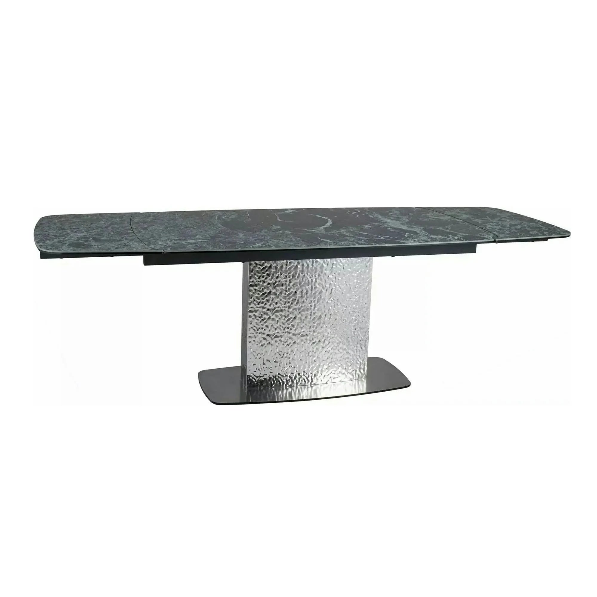 Masa extensibila MONCLER, verde/crom, sticla/ceramica/metal, 160/240x90x76 cm