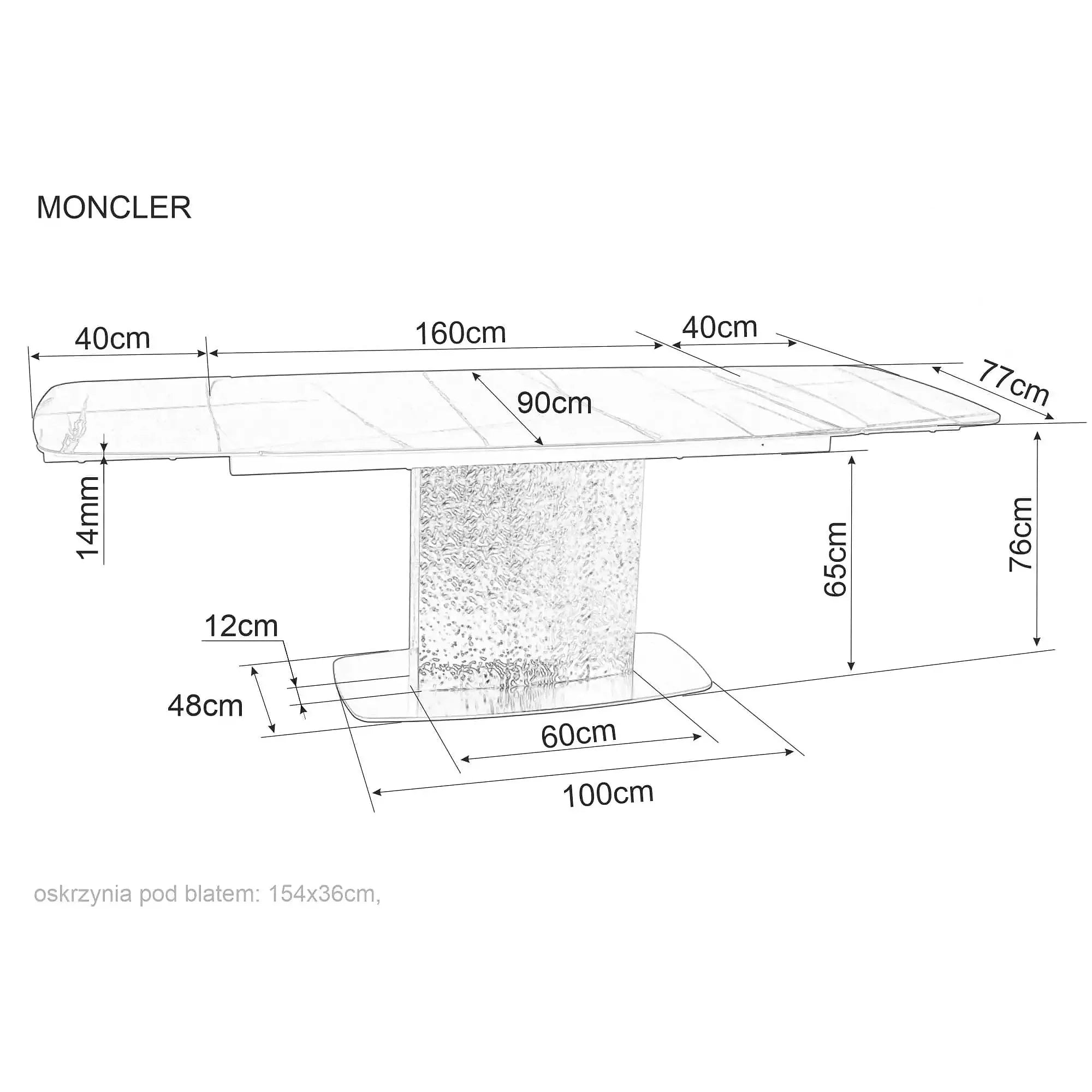 Masa extensibila MONCLER, verde/crom, sticla/ceramica/metal, 160/240x90x76 cm