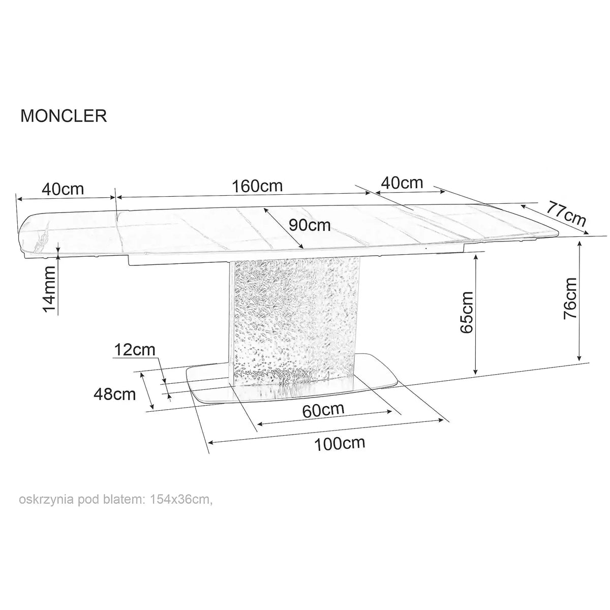 Masa extensibila MONCLER, verde/crom, sticla/ceramica/metal, 160/240x90x76 cm