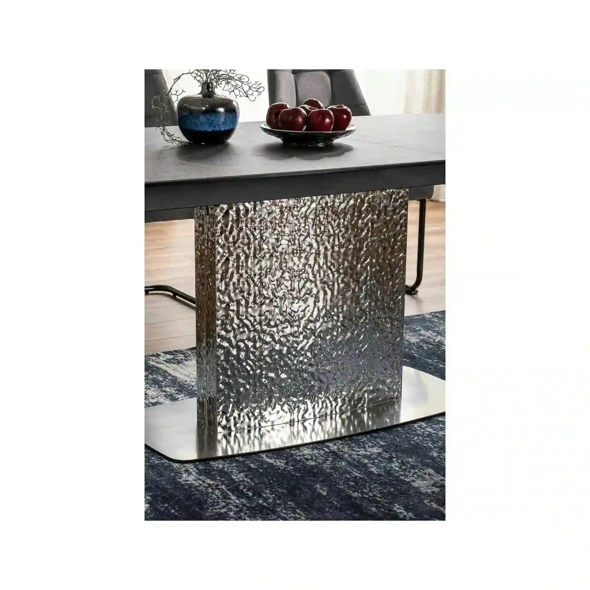 Masa extensibila MONCLER, verde/crom, sticla/ceramica/metal, 160/240x90x76 cm