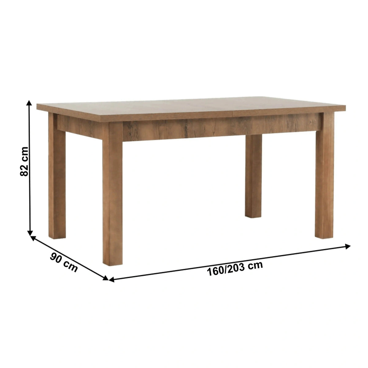 Masa extensibila MONTANA STW, stejar lefkas inchis, PAL melaminat, 160/203x90x82 cm