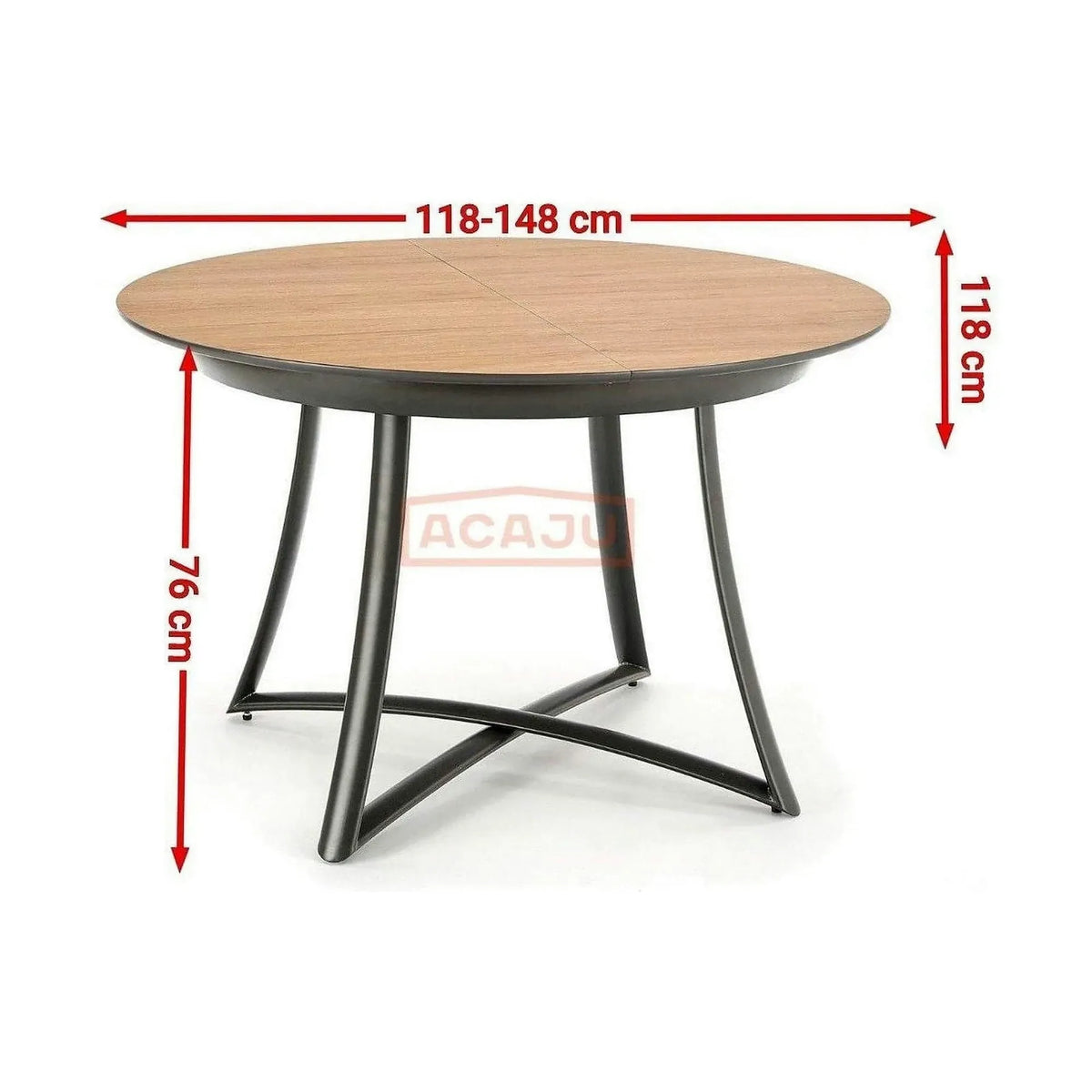 Masa extensibila MORETTI, stejar/negru, 118/148x118x76 cm