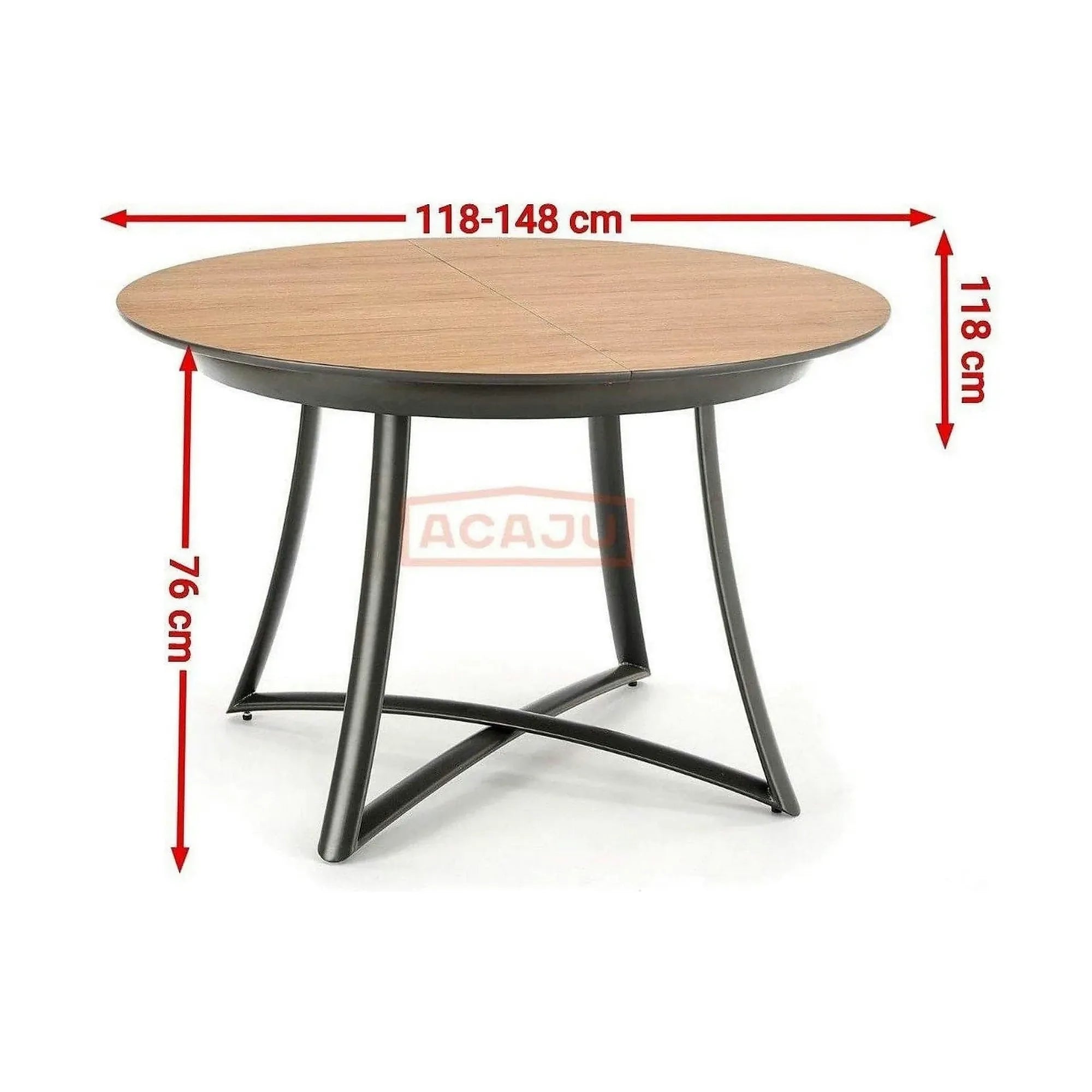 Masa extensibila MORETTI, stejar/negru, 118/148x118x76 cm