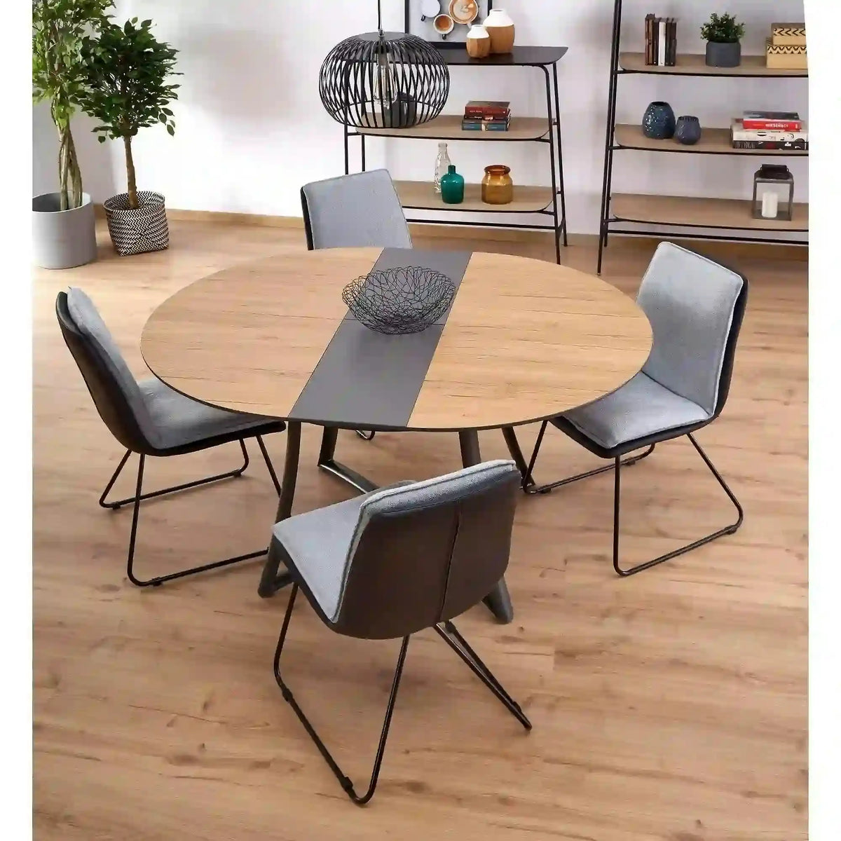 Masa extensibila MORETTI, stejar/negru, 118/148x118x76 cm