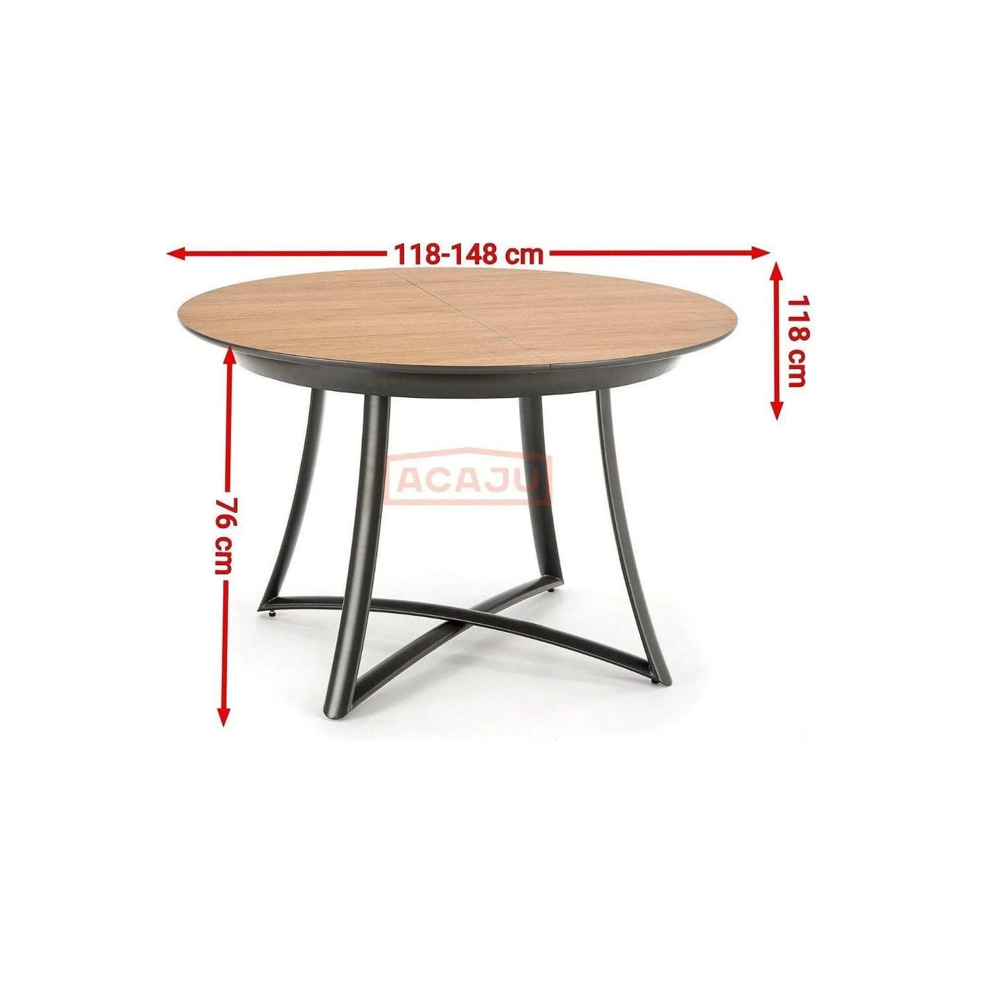 Masa extensibila MORETTI, stejar/negru, 118/148x118x76 cm