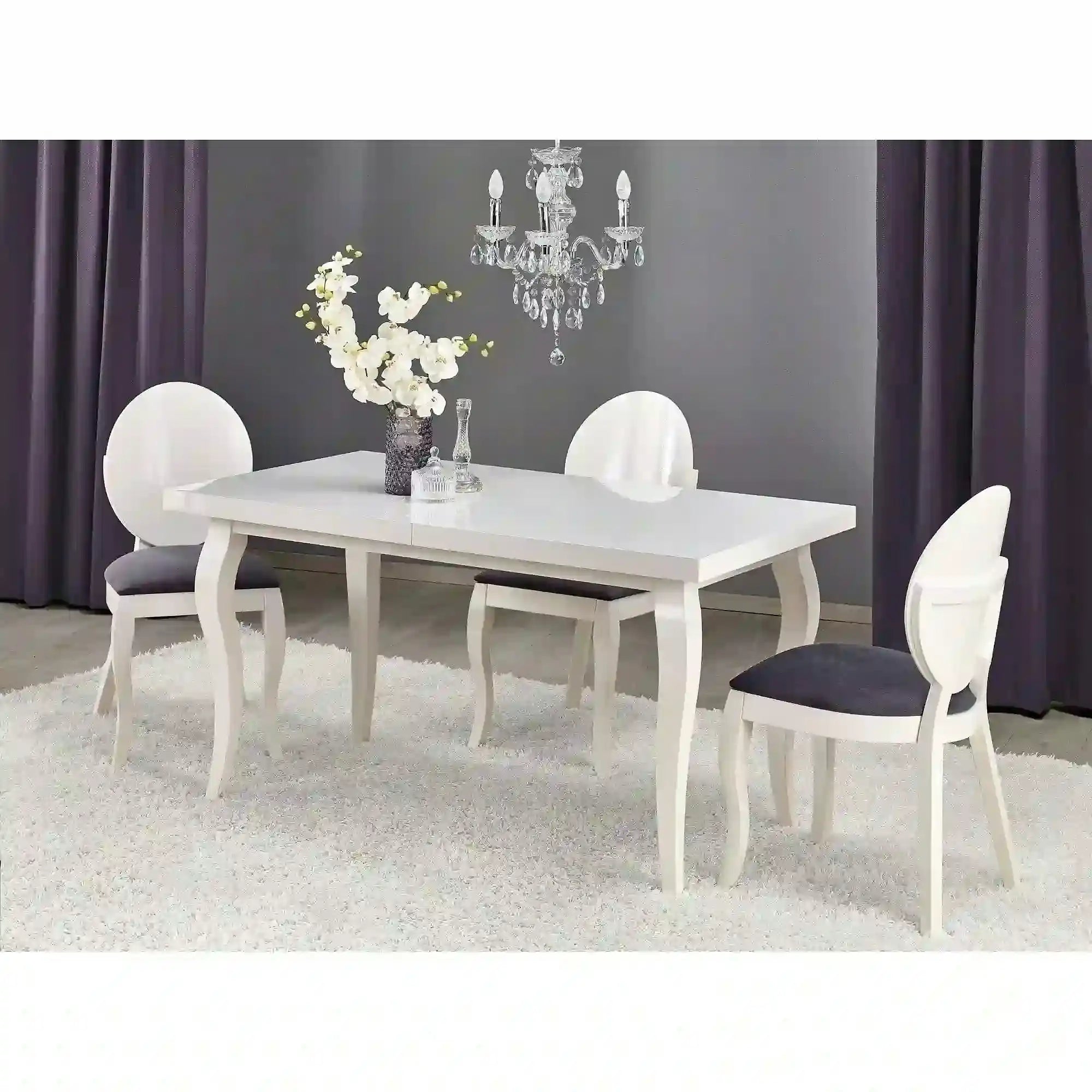 Masa extensibila MOZART, alb, 140/180x80x75 cm