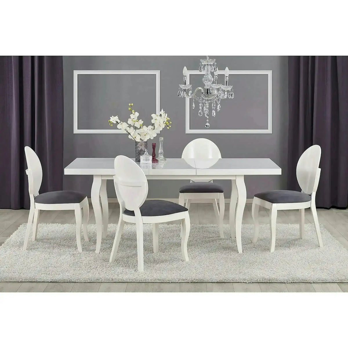 Masa extensibila MOZART, alb, 140/180x80x75 cm