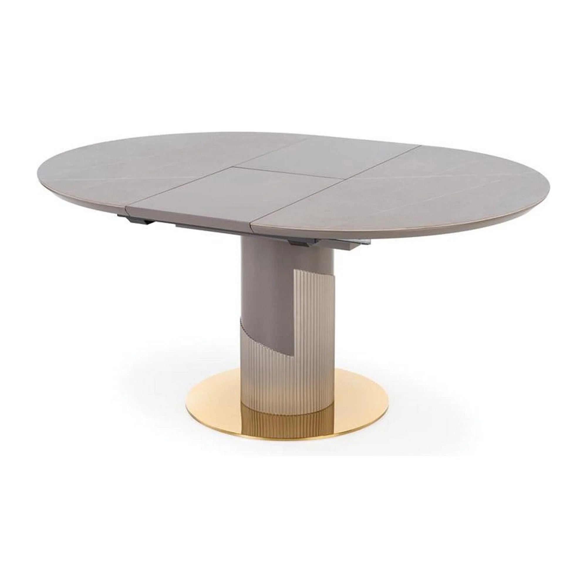 Masa extensibila MUSCAT, gri cu efect marmura/auriu, 120/160x120x76 cm