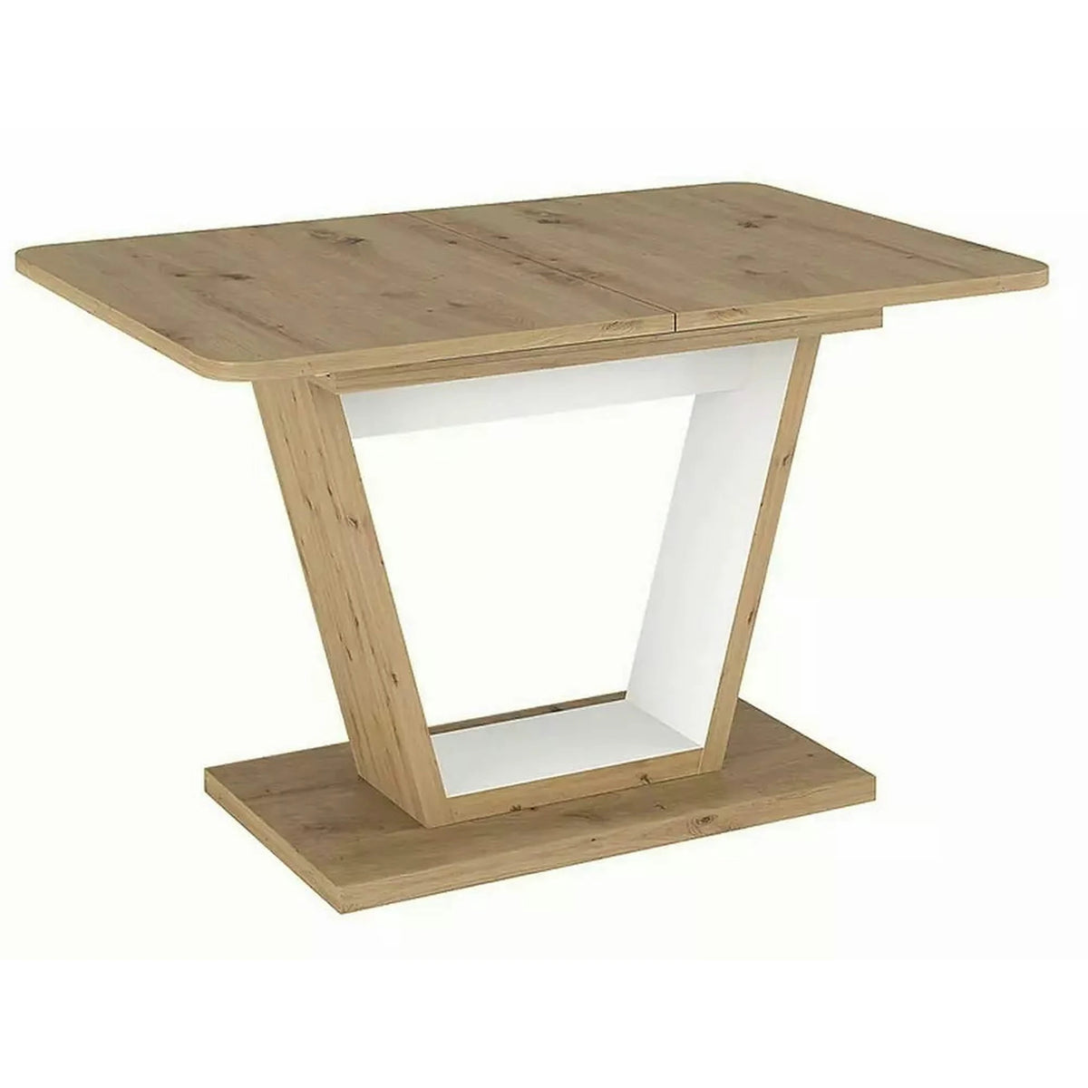 Masa extensibila NIGEL, stejar artisan/alb, PAL laminat, 120/160x80x76 cm
