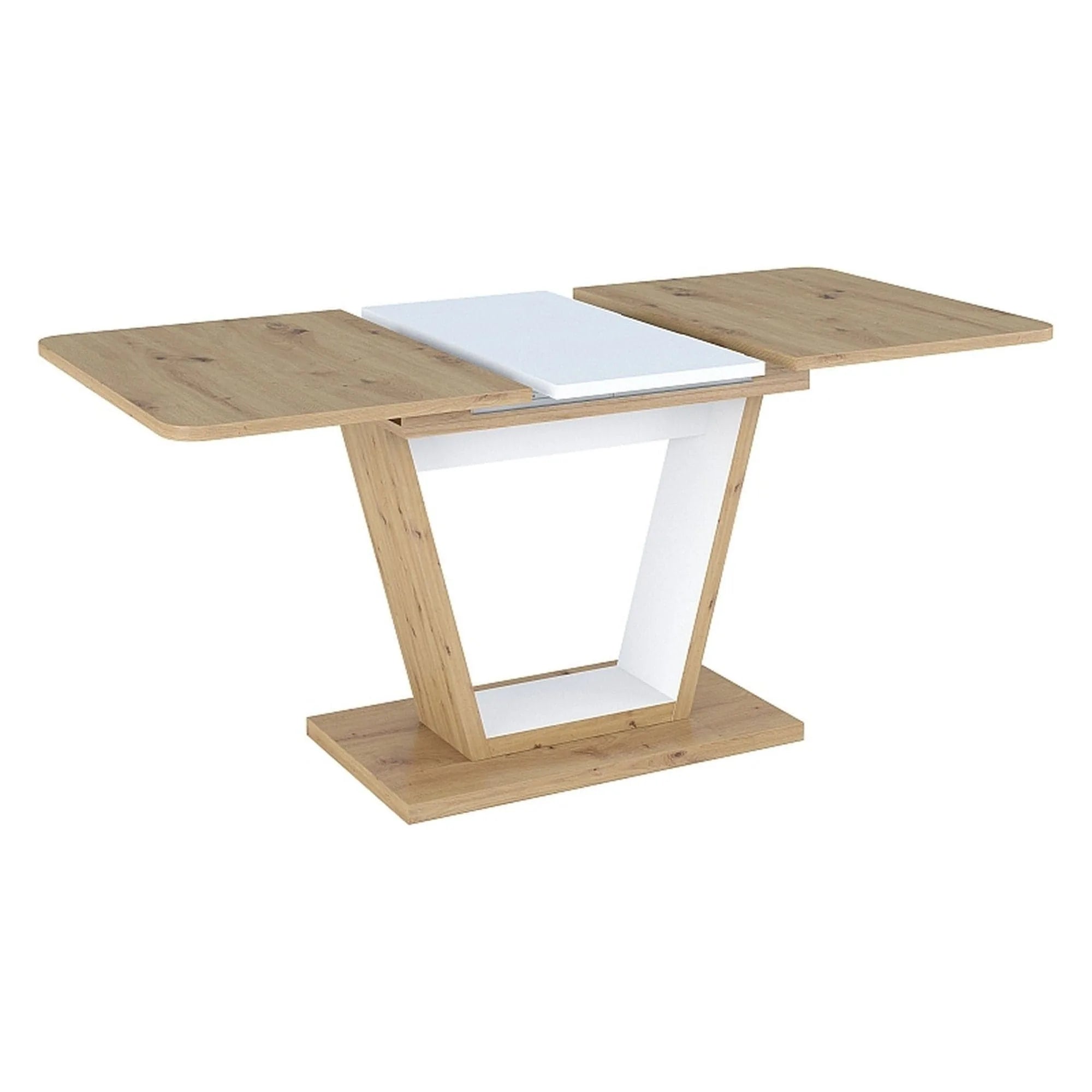 Masa extensibila NIGEL, stejar artisan/alb, PAL laminat, 120/160x80x76 cm