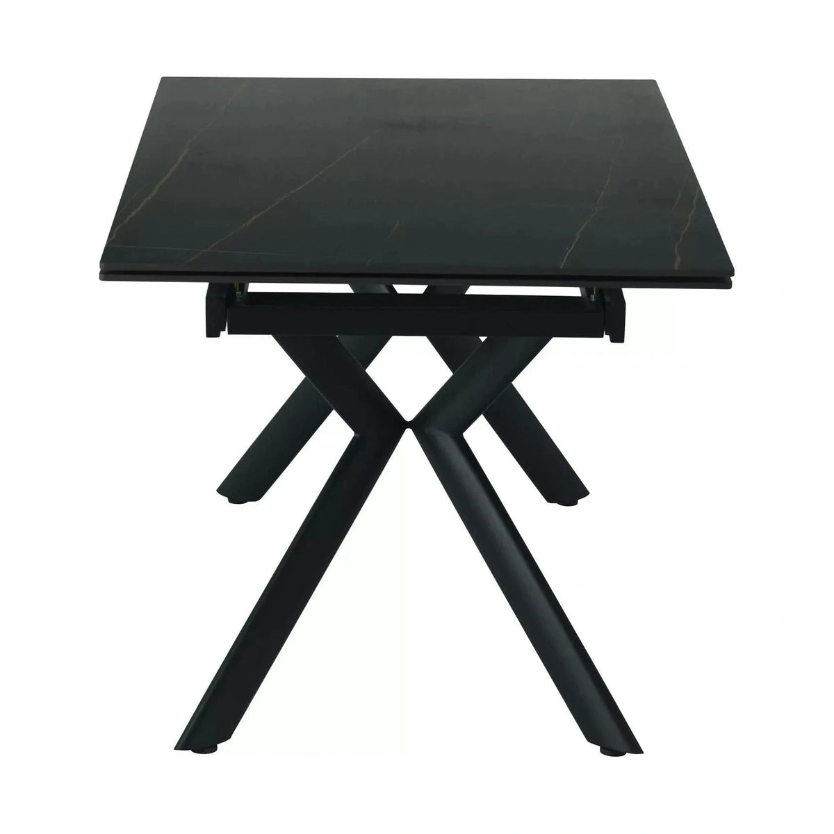 Masa extensibila NORTON, negru cu efect de marmura/negru, 160/240x90x75 cm