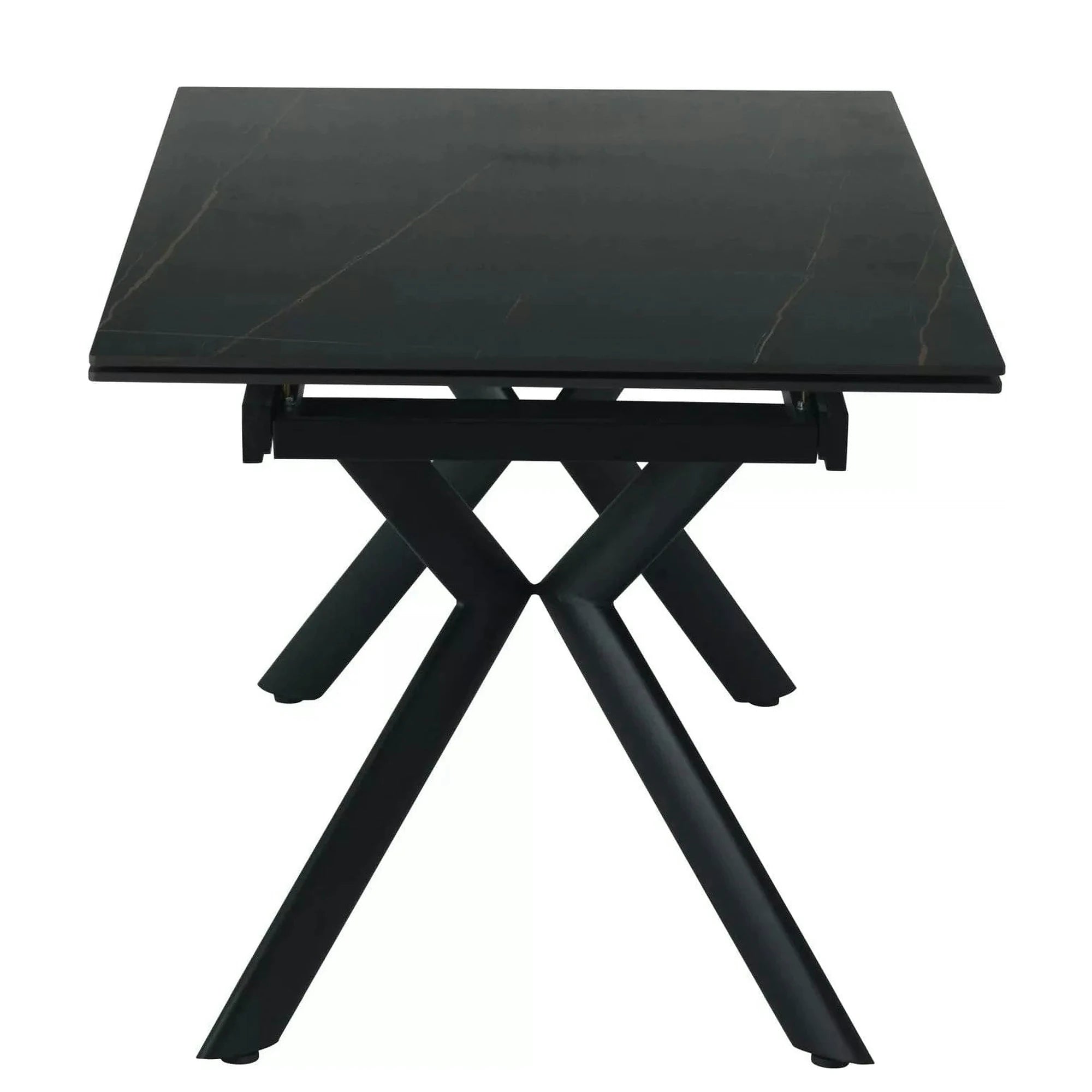 Masa extensibila NORTON, negru cu efect de marmura/negru, 160/240x90x75 cm