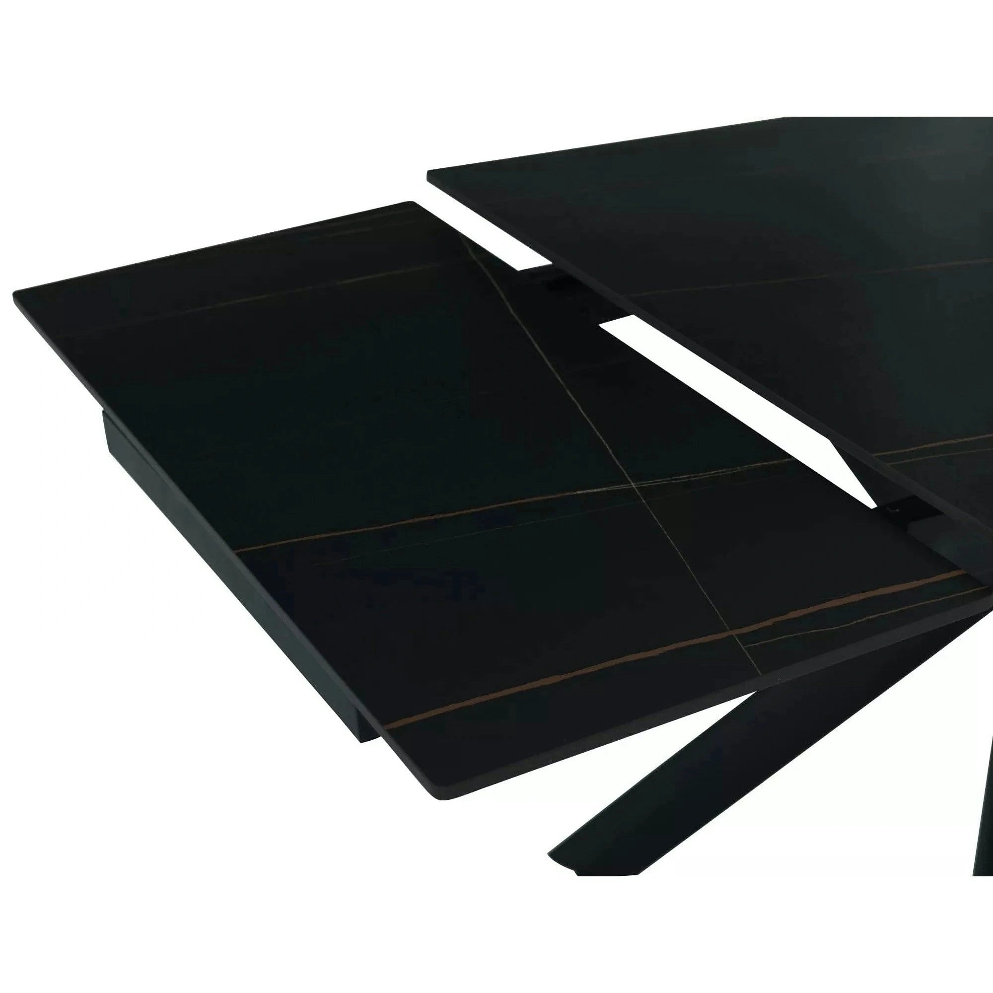 Masa extensibila NORTON, negru cu efect de marmura/negru, 160/240x90x75 cm