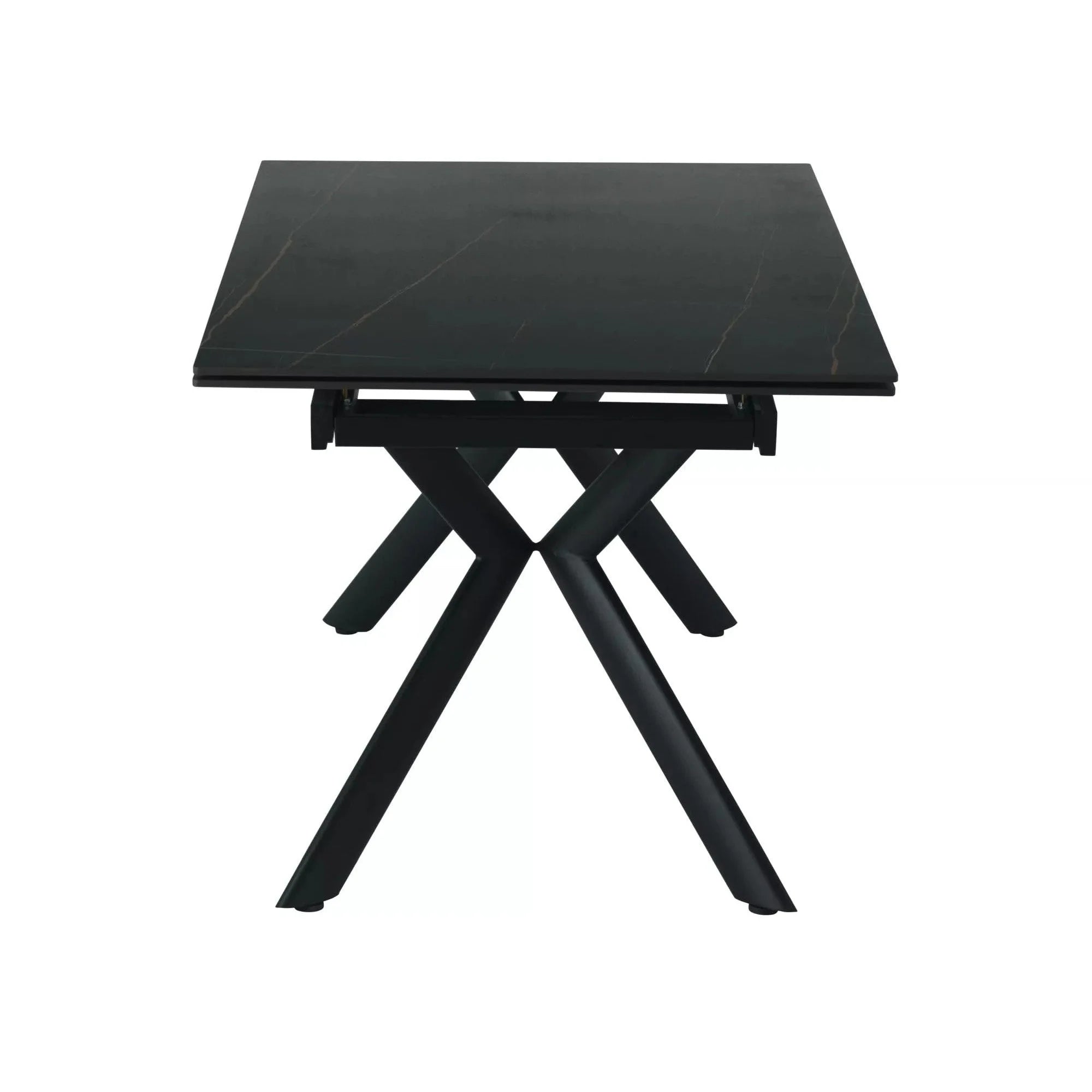 Masa extensibila NORTON, negru cu efect de marmura/negru, 160/240x90x75 cm
