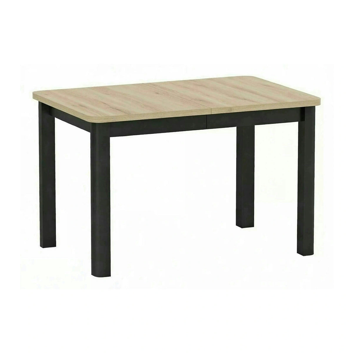 Masă extensibilă OSKAR, stejar artizanal/negru, PAL laminat/MDF, 120–200x80x76 cm