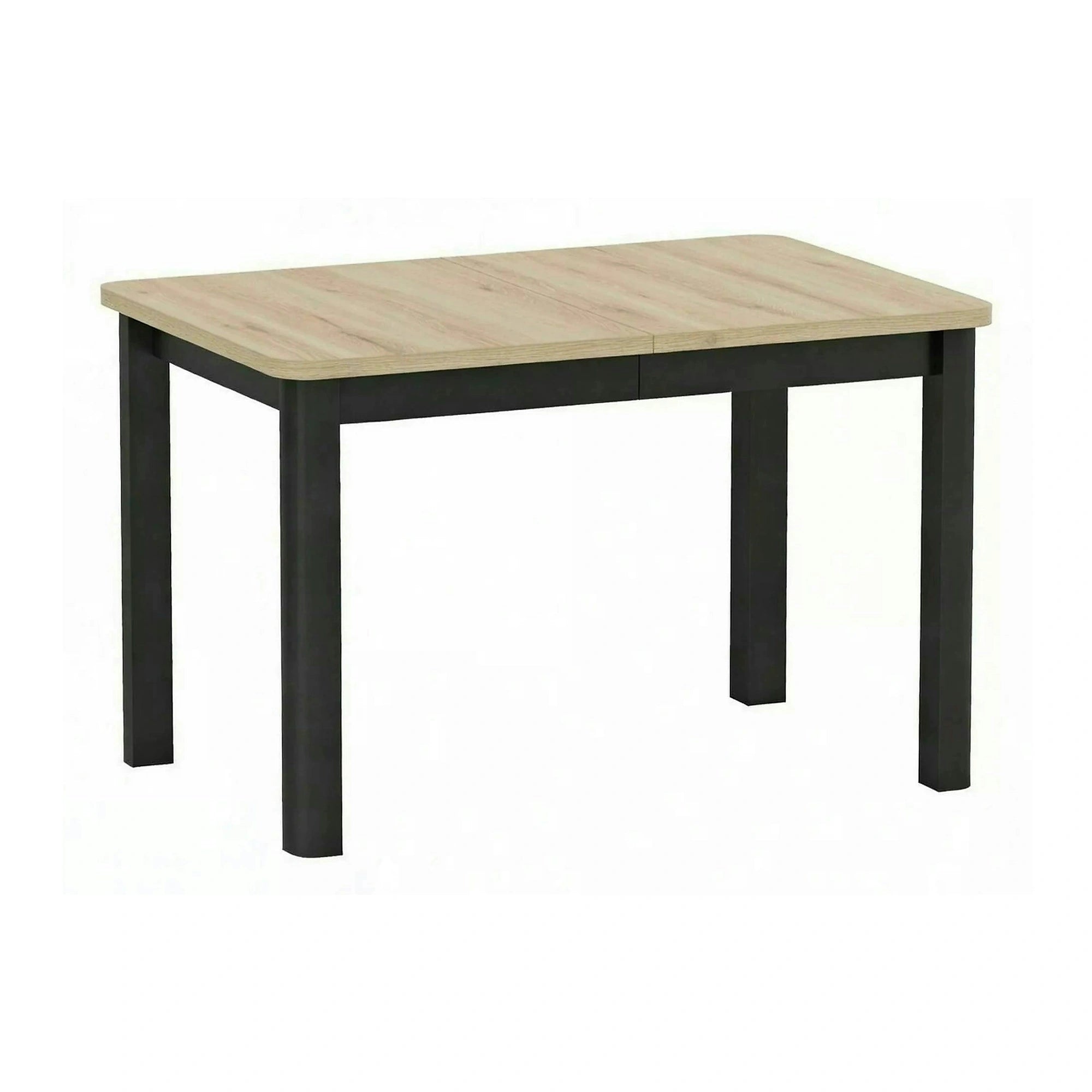 Masă extensibilă OSKAR, stejar artizanal/negru, PAL laminat/MDF, 120–200x80x76 cm