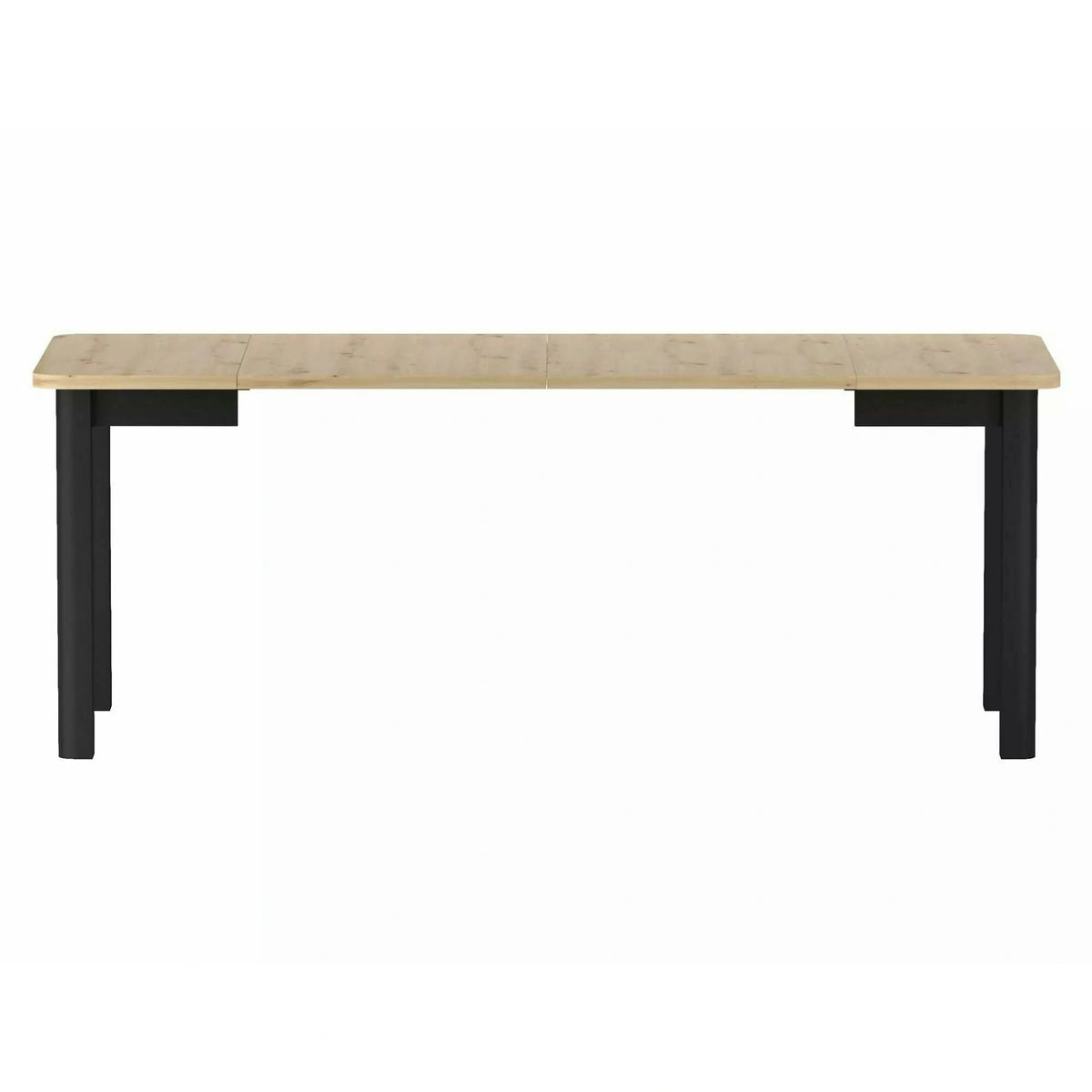 Masă extensibilă OSKAR, stejar artizanal/negru, PAL laminat/MDF, 120–200x80x76 cm