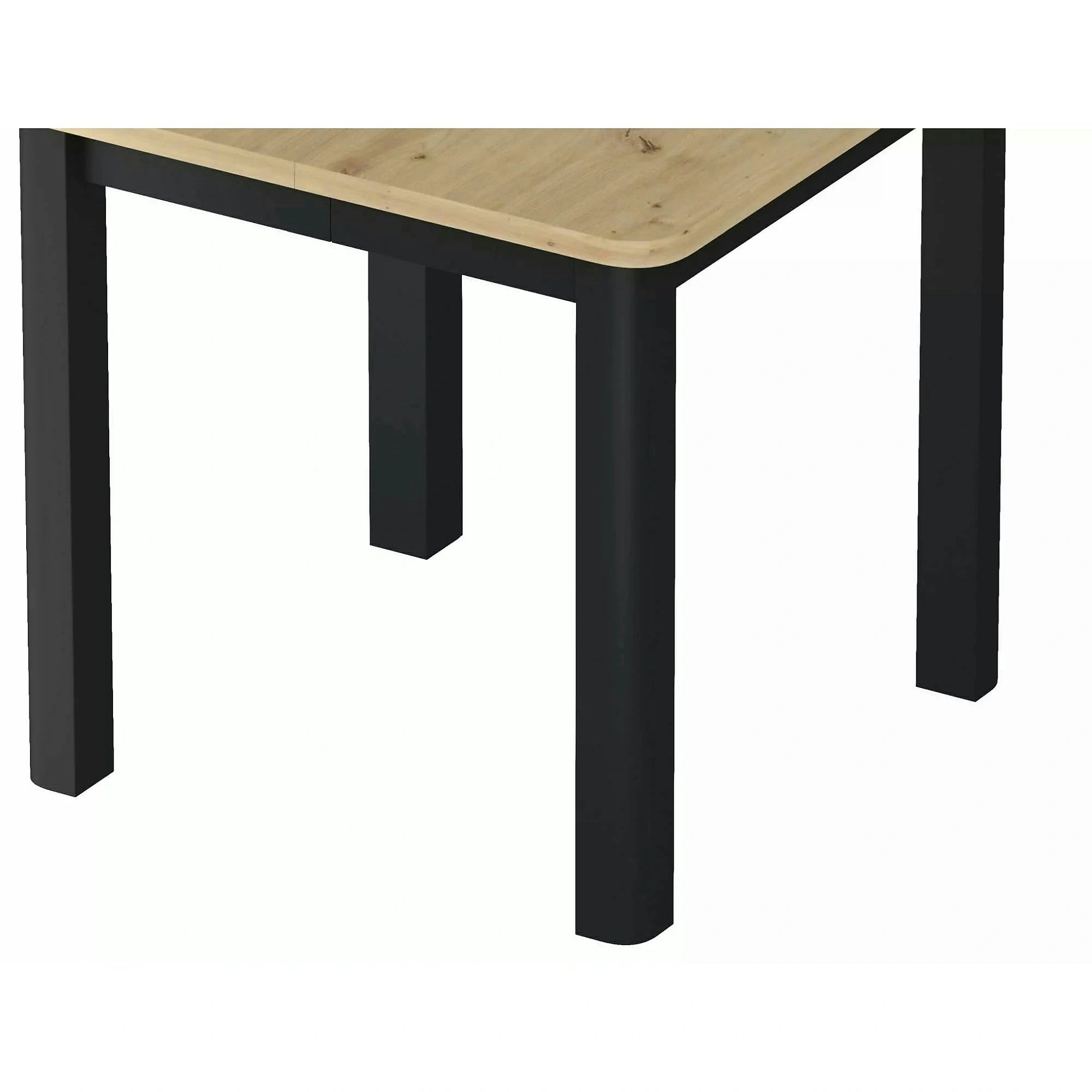 Masă extensibilă OSKAR, stejar artizanal/negru, PAL laminat/MDF, 120–200x80x76 cm