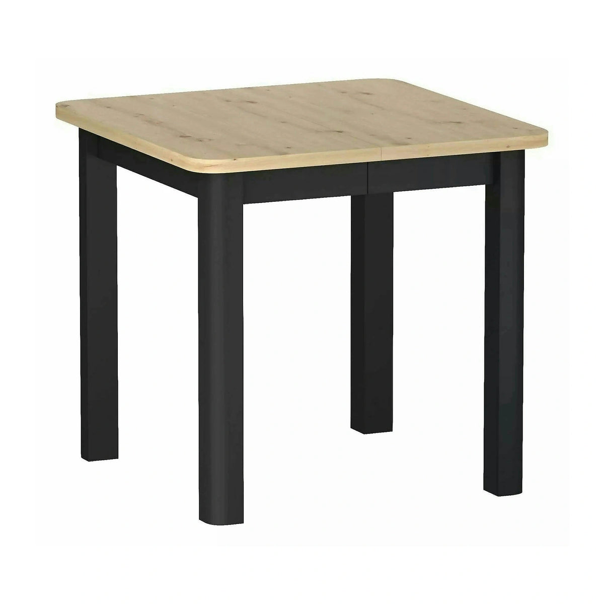 Masă extensibilă OSKAR, stejar artizanal/negru, PAL laminat/MDF, 80–200x80x76 cm