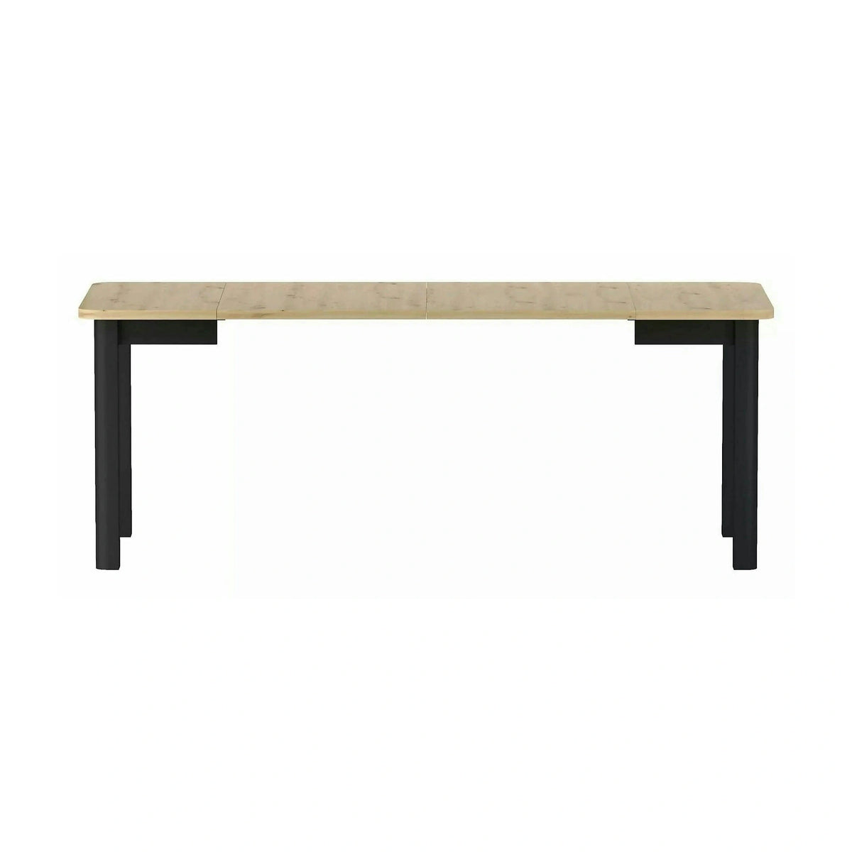 Masă extensibilă OSKAR, stejar artizanal/negru, PAL laminat/MDF, 80–200x80x76 cm