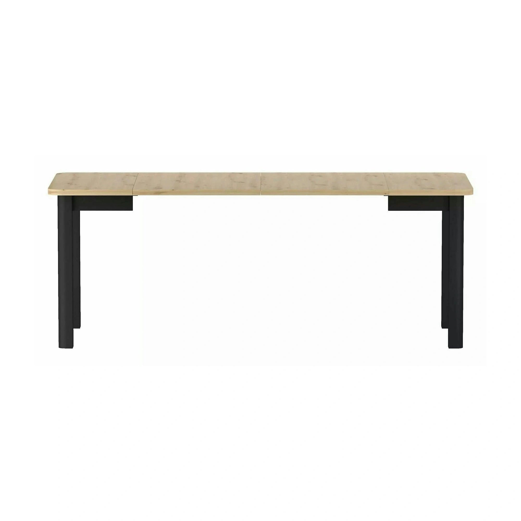 Masă extensibilă OSKAR, stejar artizanal/negru, PAL laminat/MDF, 80–200x80x76 cm