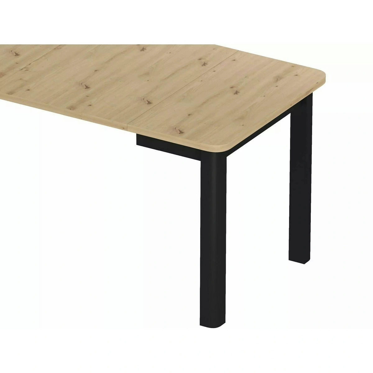 Masă extensibilă OSKAR, stejar artizanal/negru, PAL laminat/MDF, 80–200x80x76 cm