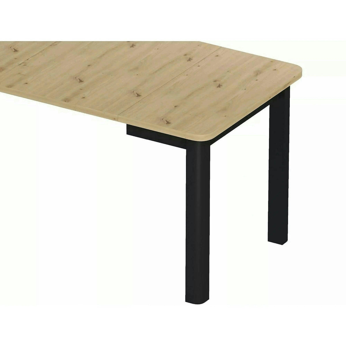 Masă extensibilă OSKAR, stejar artizanal/negru, PAL laminat/MDF, 80–200x80x76 cm