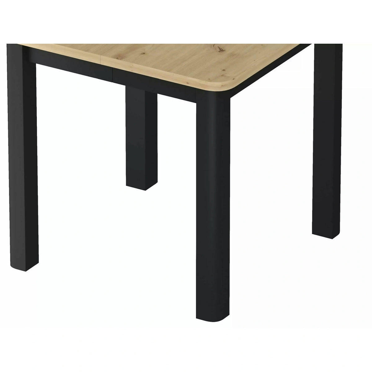 Masă extensibilă OSKAR, stejar artizanal/negru, PAL laminat/MDF, 80–200x80x76 cm