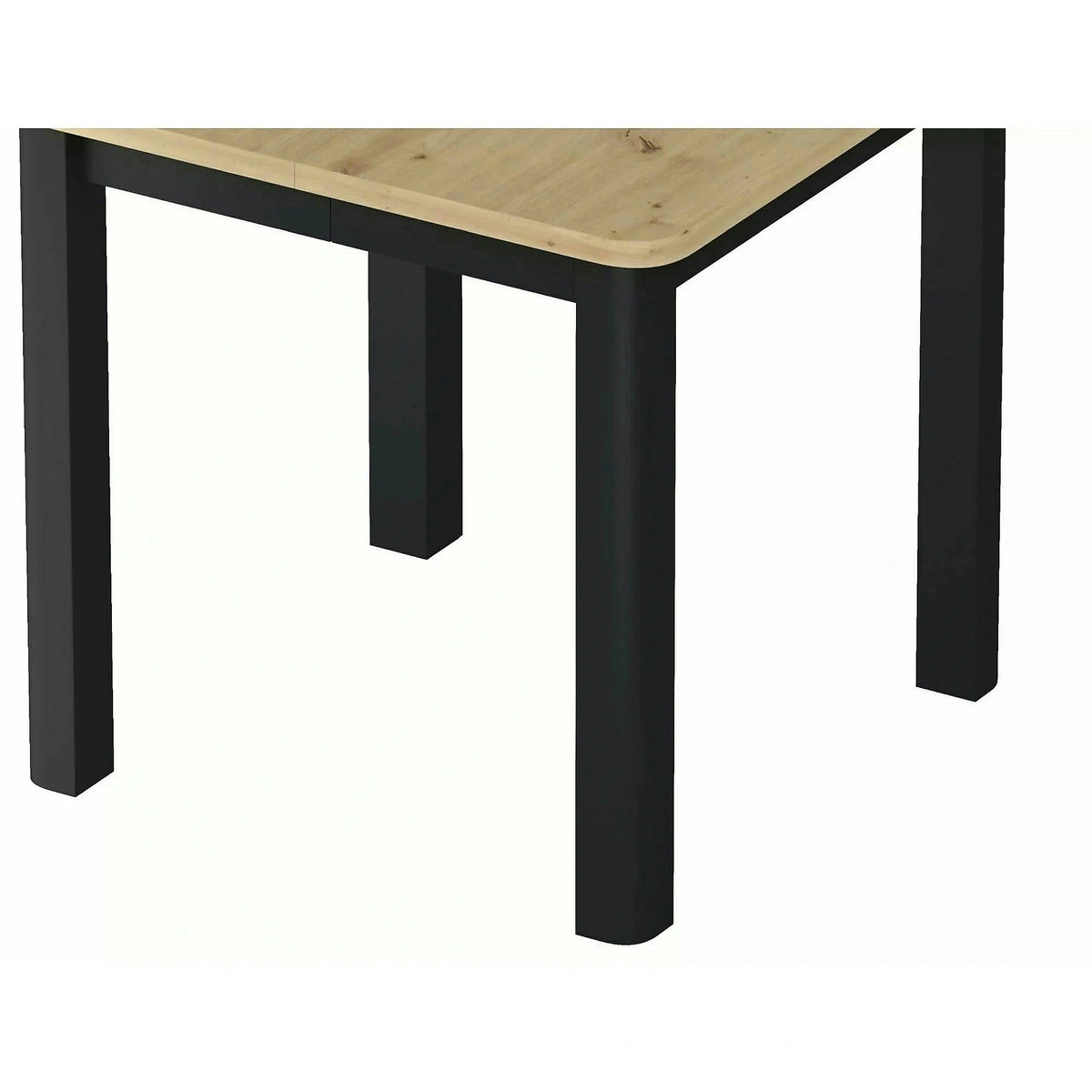 Masă extensibilă OSKAR, stejar artizanal/negru, PAL laminat/MDF, 80–200x80x76 cm