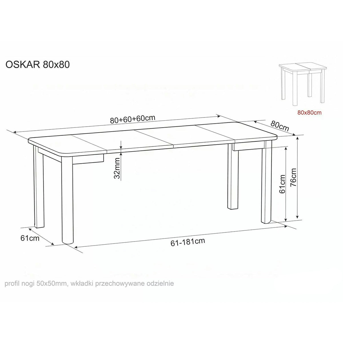 Masă extensibilă OSKAR, stejar cremona/cașmir, PAL laminat/MDF, 80–200x80x76 cm