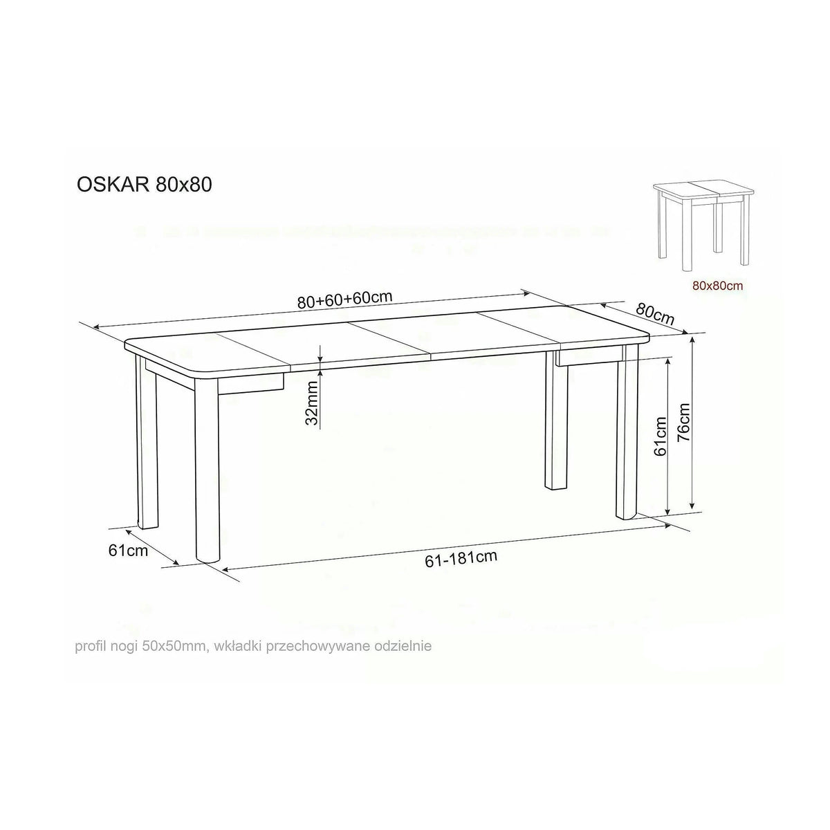 Masă extensibilă OSKAR, stejar cremona/cașmir, PAL laminat/MDF, 80–200x80x76 cm