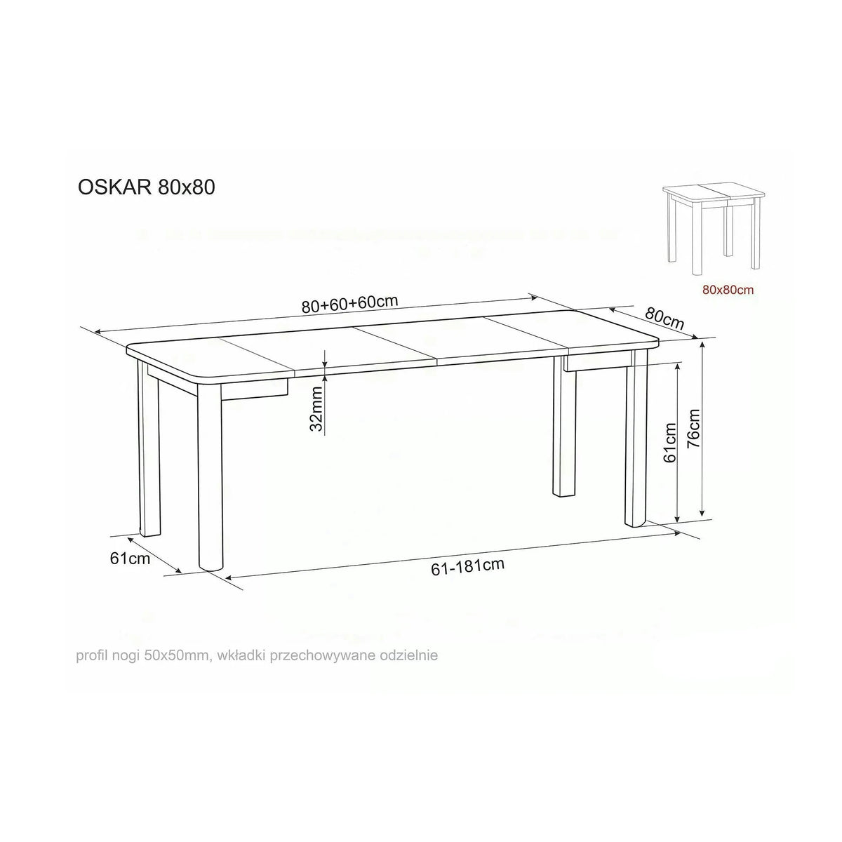 Masă extensibilă OSKAR, stejar cremona/cașmir, PAL laminat/MDF, 80–200x80x76 cm