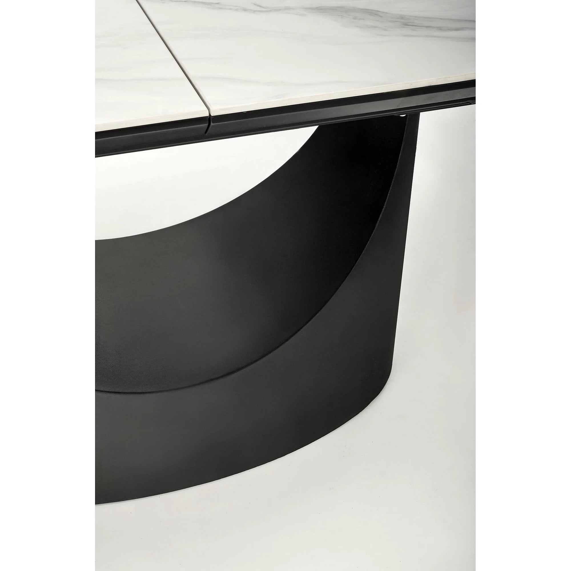 Masa extensibila OSMAN, alb efect marmura/negru, ceramica/metal, 160/220x90x77 cm