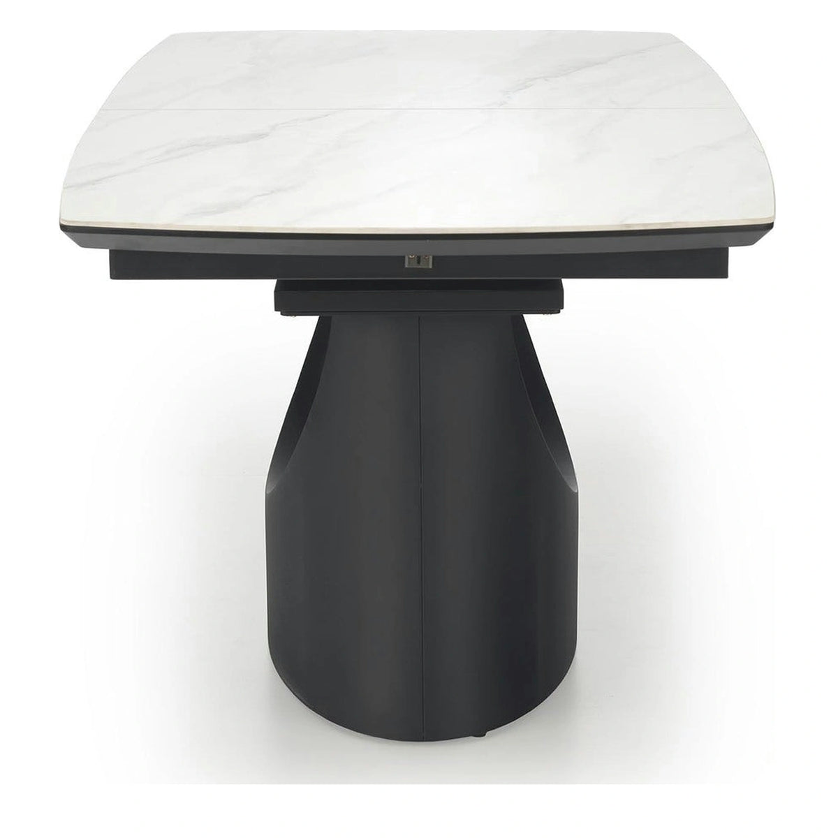Masa extensibila OSMAN, alb efect marmura/negru, ceramica/metal, 160/220x90x77 cm