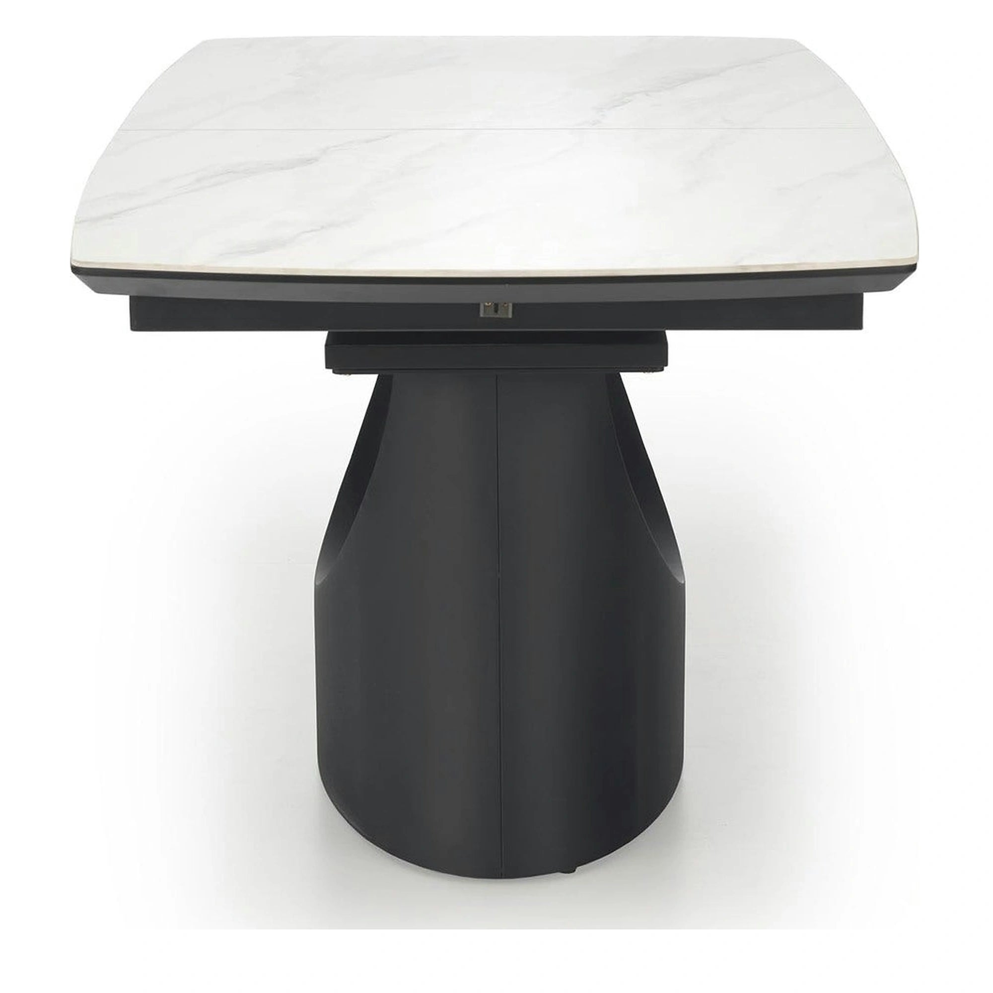 Masa extensibila OSMAN, alb efect marmura/negru, ceramica/metal, 160/220x90x77 cm