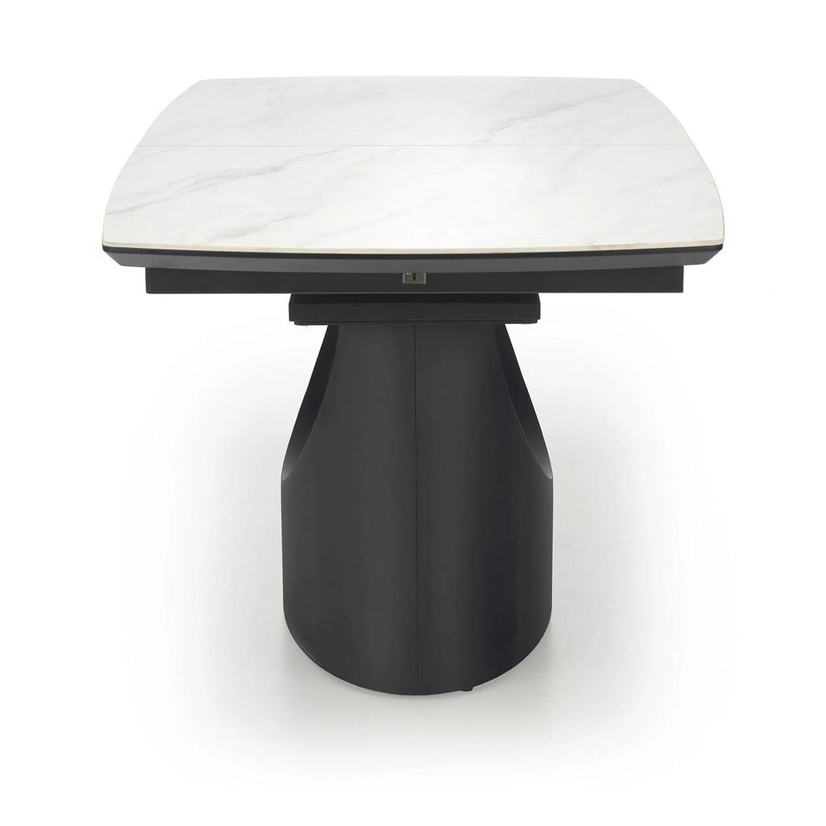 Masa extensibila OSMAN, alb efect marmura/negru, ceramica/metal, 160/220x90x77 cm