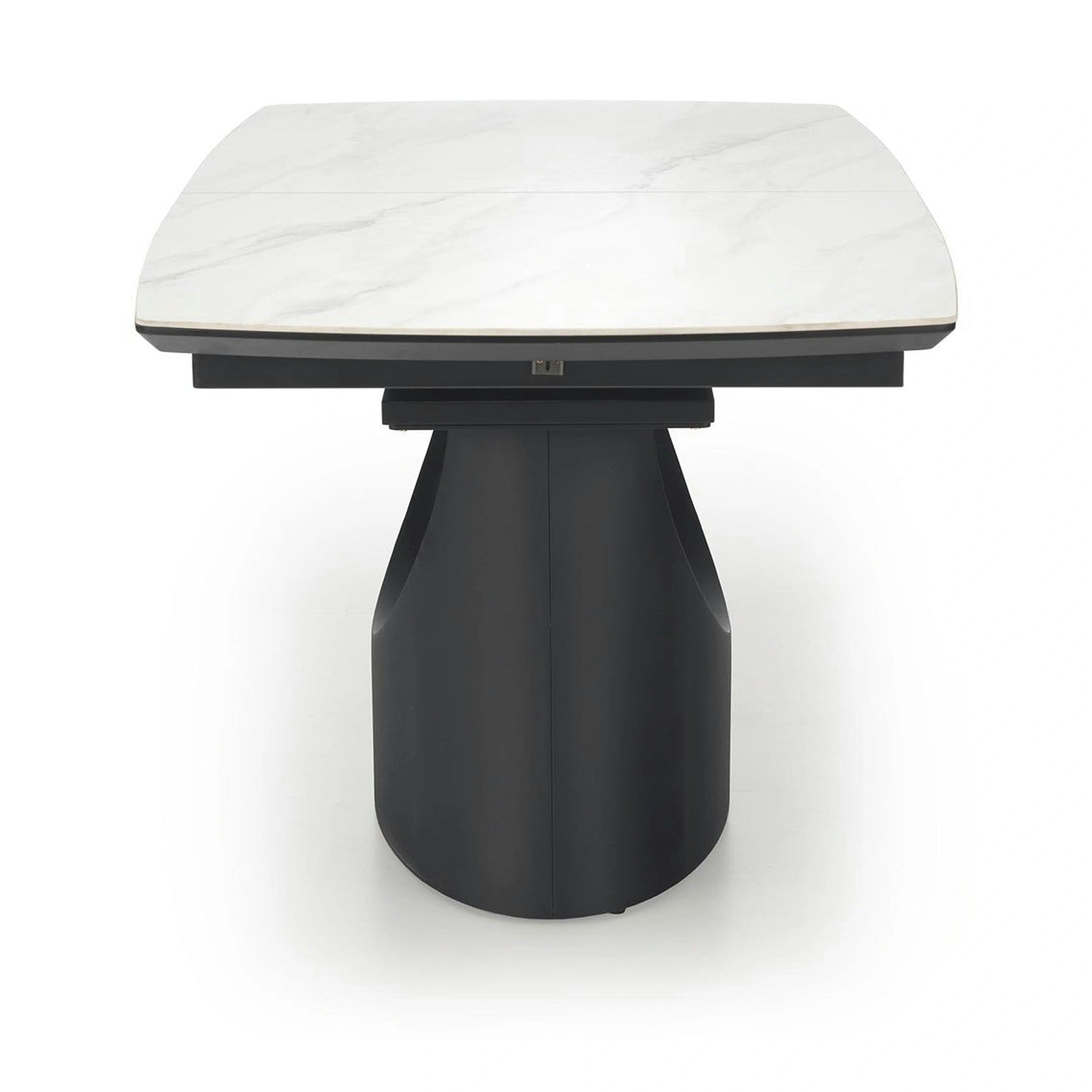 Masa extensibila OSMAN, alb efect marmura/negru, ceramica/metal, 160/220x90x77 cm