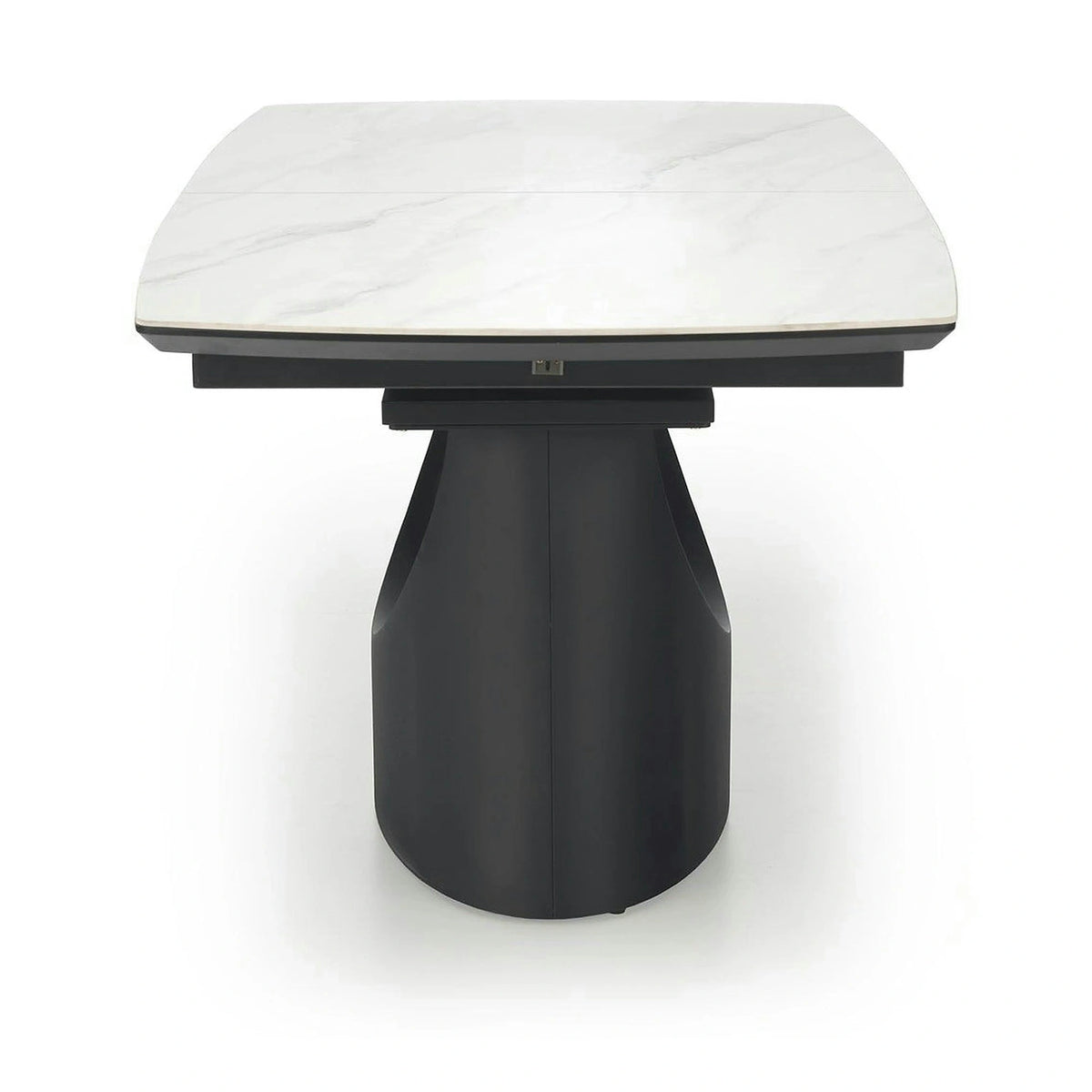 Masa extensibila OSMAN, alb efect marmura/negru, ceramica/metal, 160/220x90x77 cm