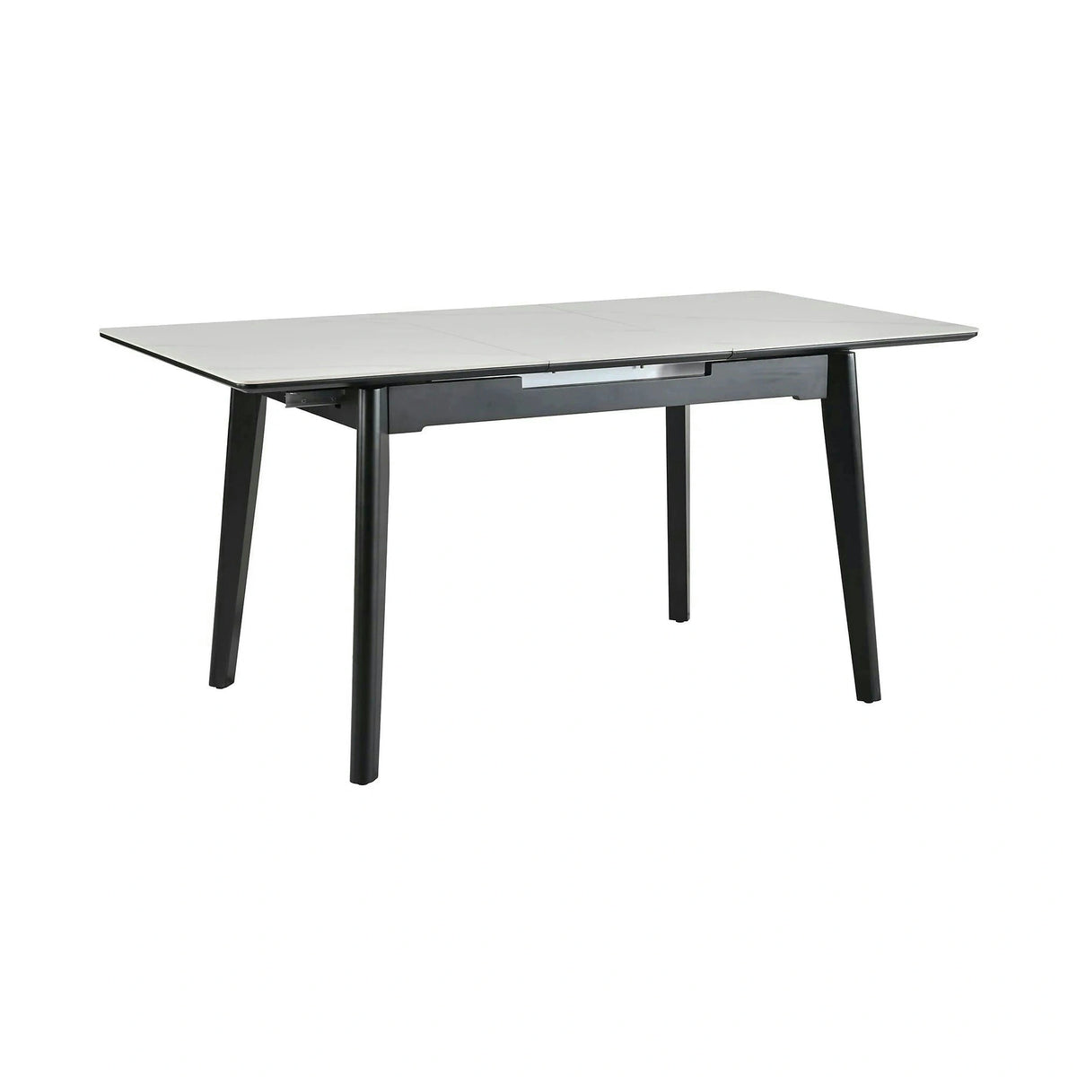 Masa extensibila OSTEN, alb cu efect de marmura/negru, 110/140x80x76 cm