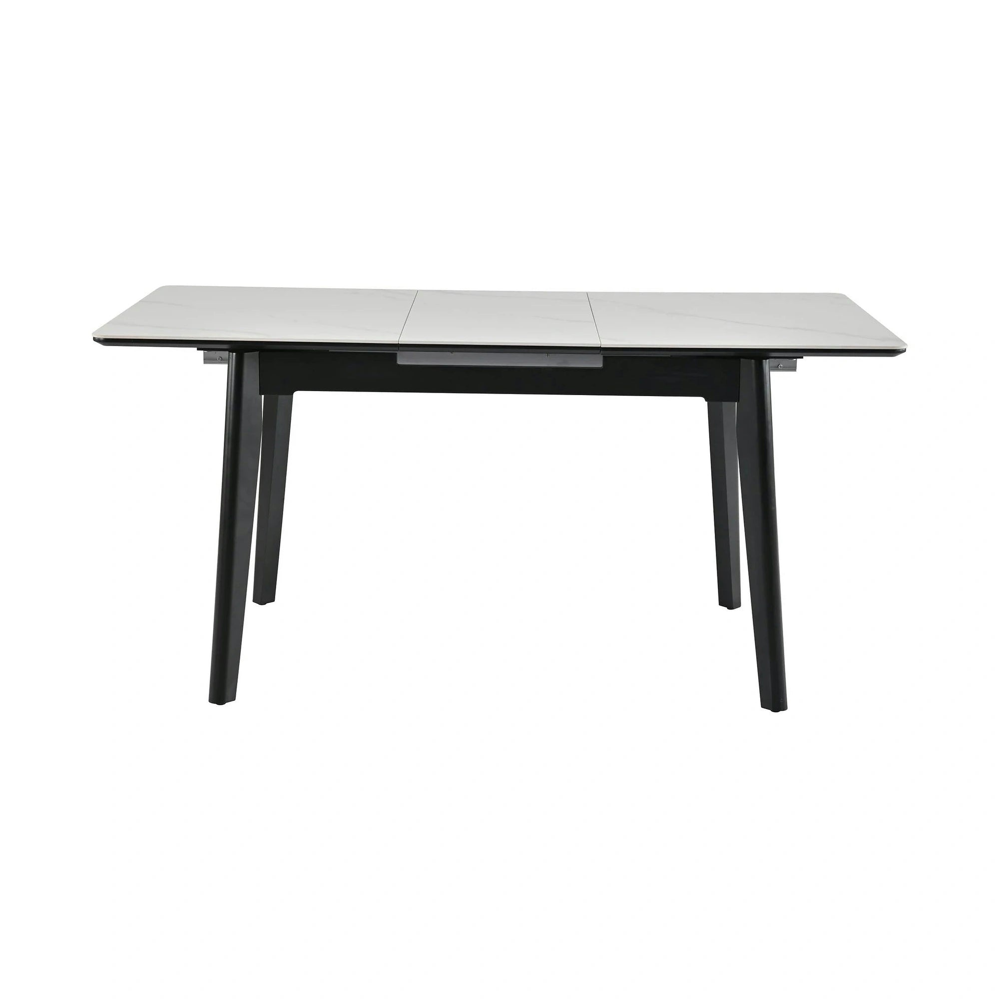 Masa extensibila OSTEN, alb cu efect de marmura/negru, 110/140x80x76 cm